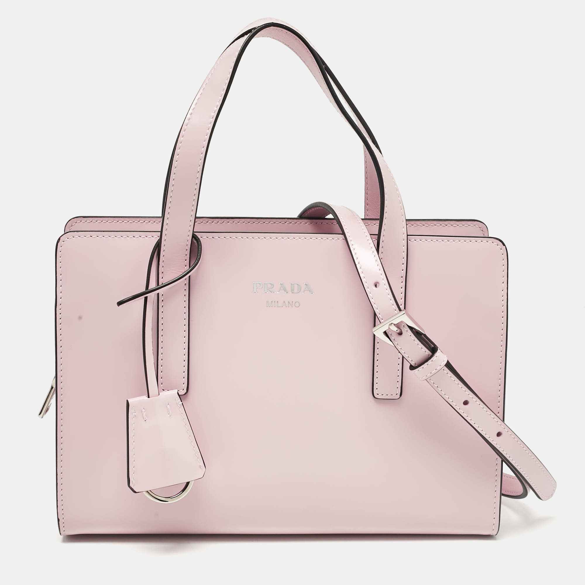 Pre Owned Prada Pink Brushed Leather Re-edition 1995 Tote