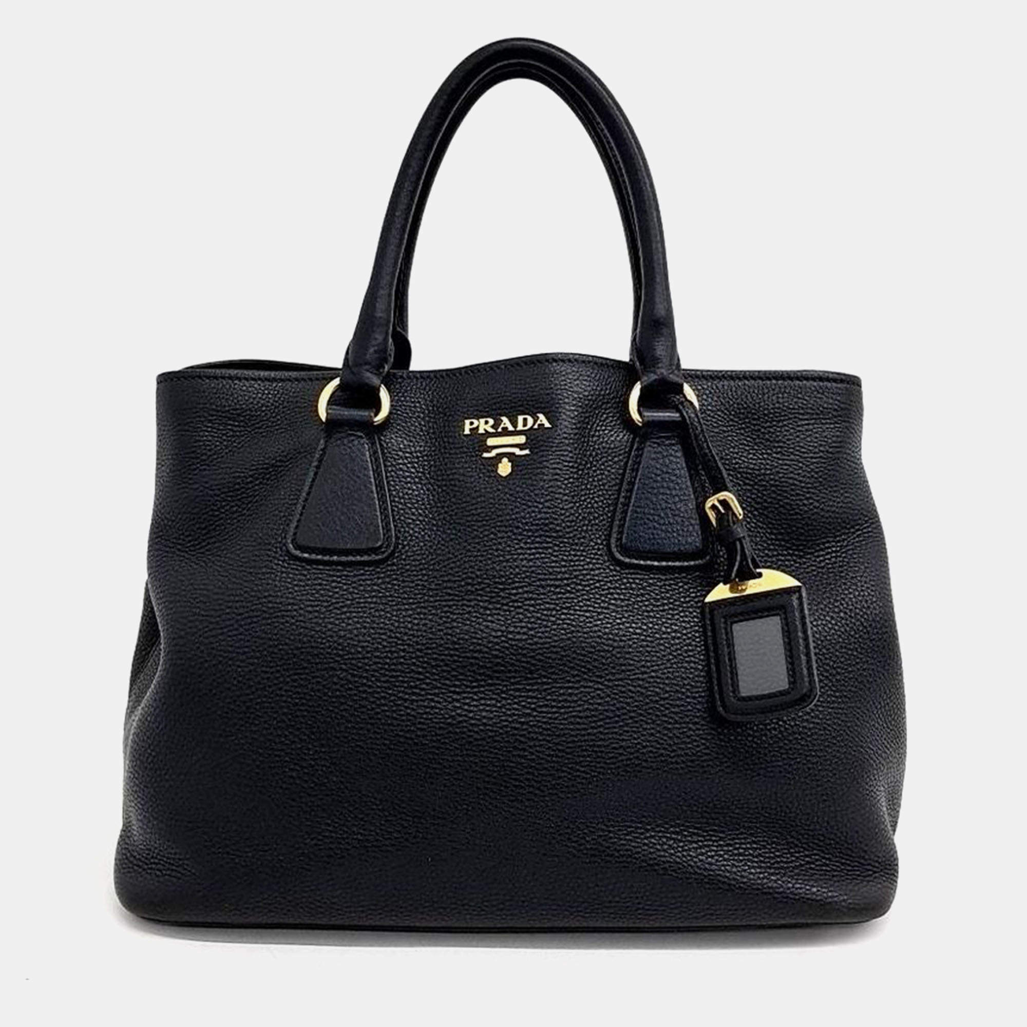 Pre Owned Prada Vitello Dino Tote and Shoulder Bag