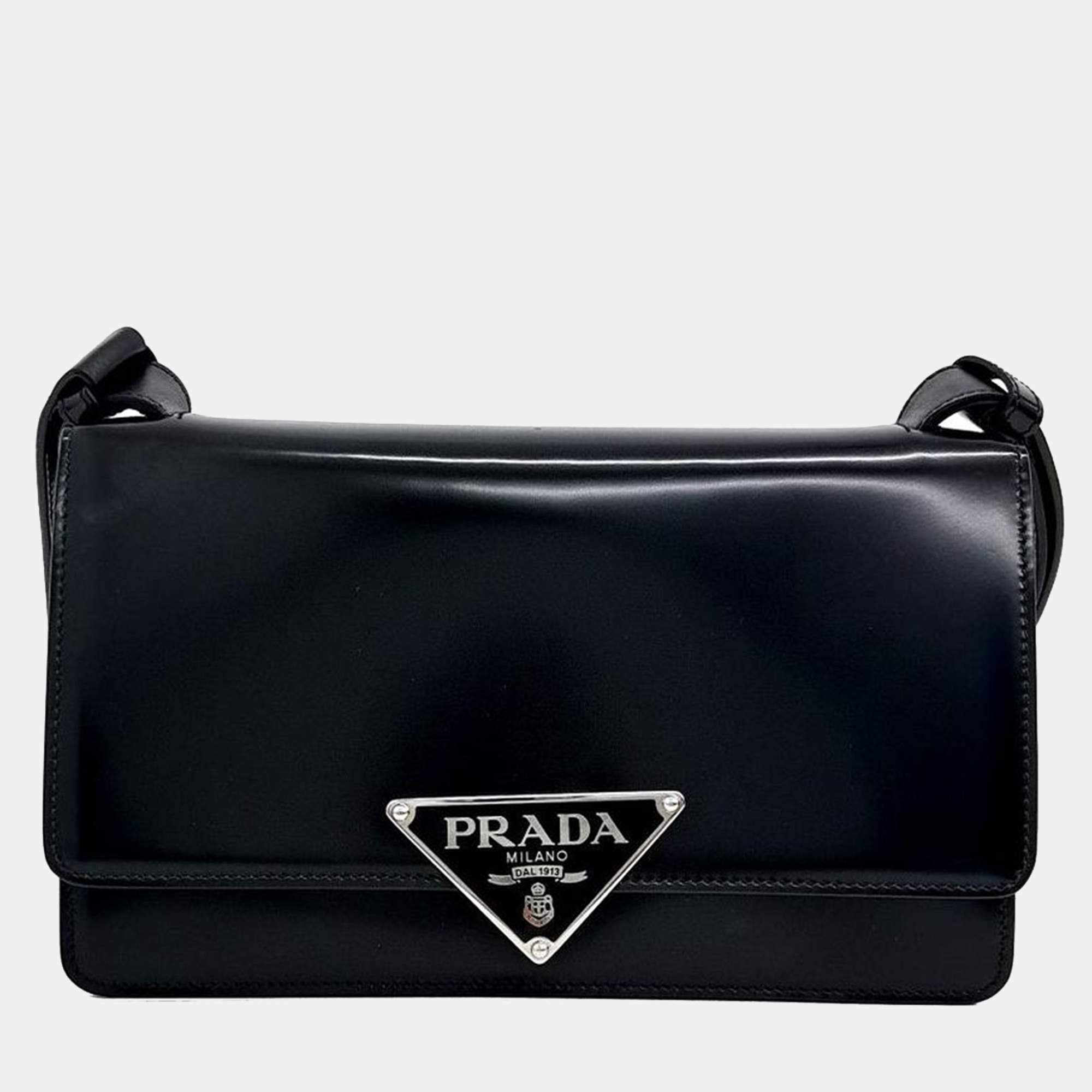 Prada Emblem Brushed Shoulder Bag