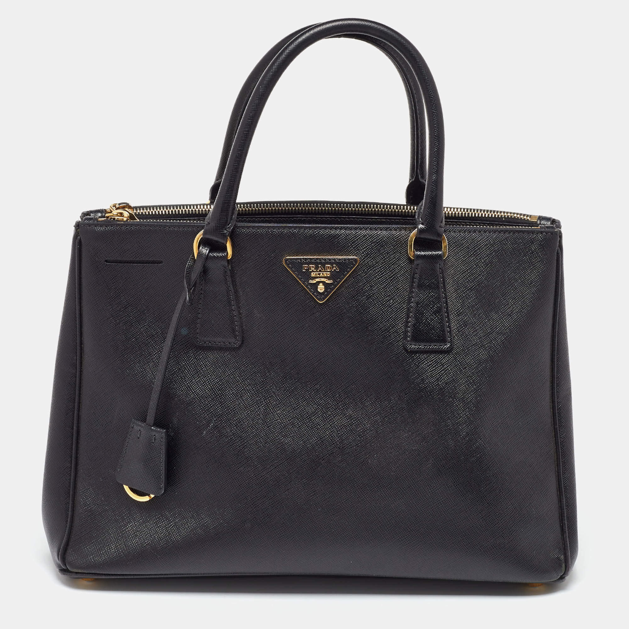 Pre Owned Prada Black Saffiano Leather Large Galleria Tote