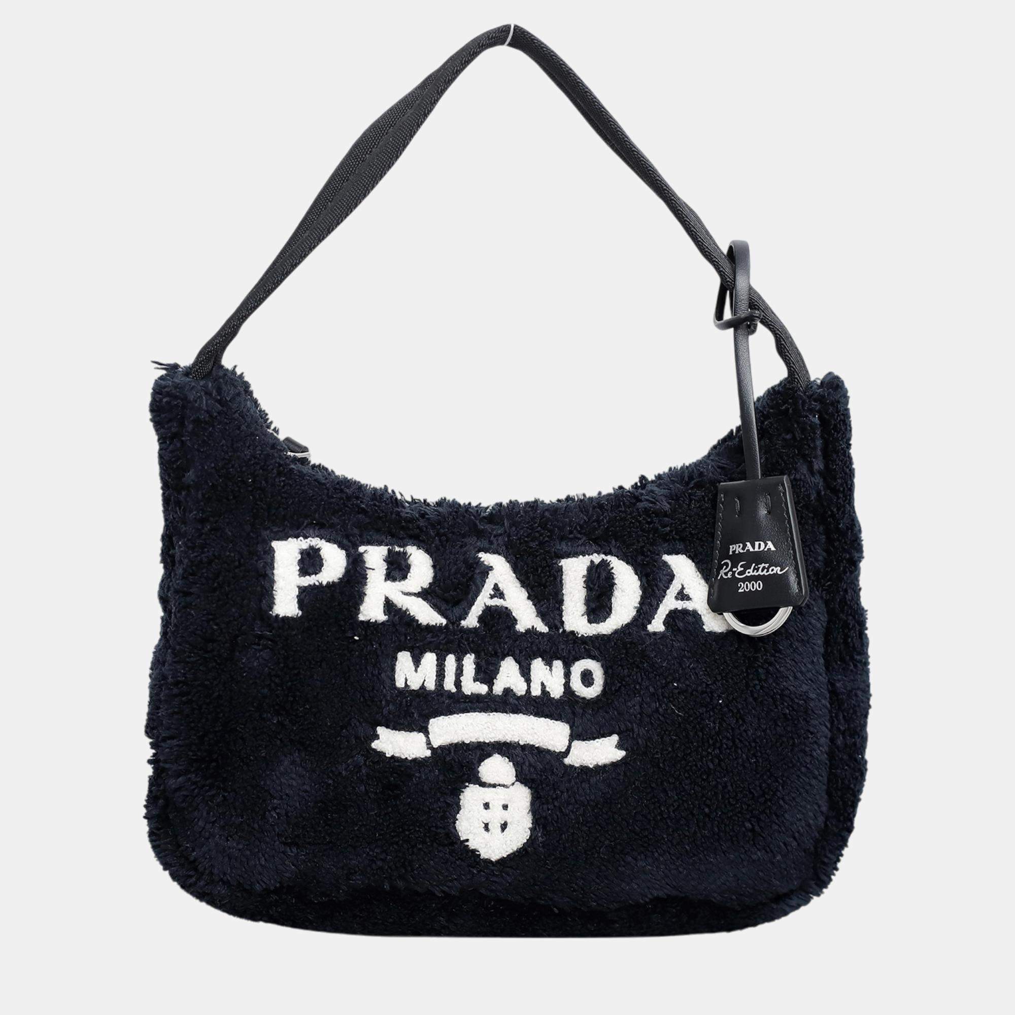 Prada Black Fabric Re- Edition 2000 Terry Bag 