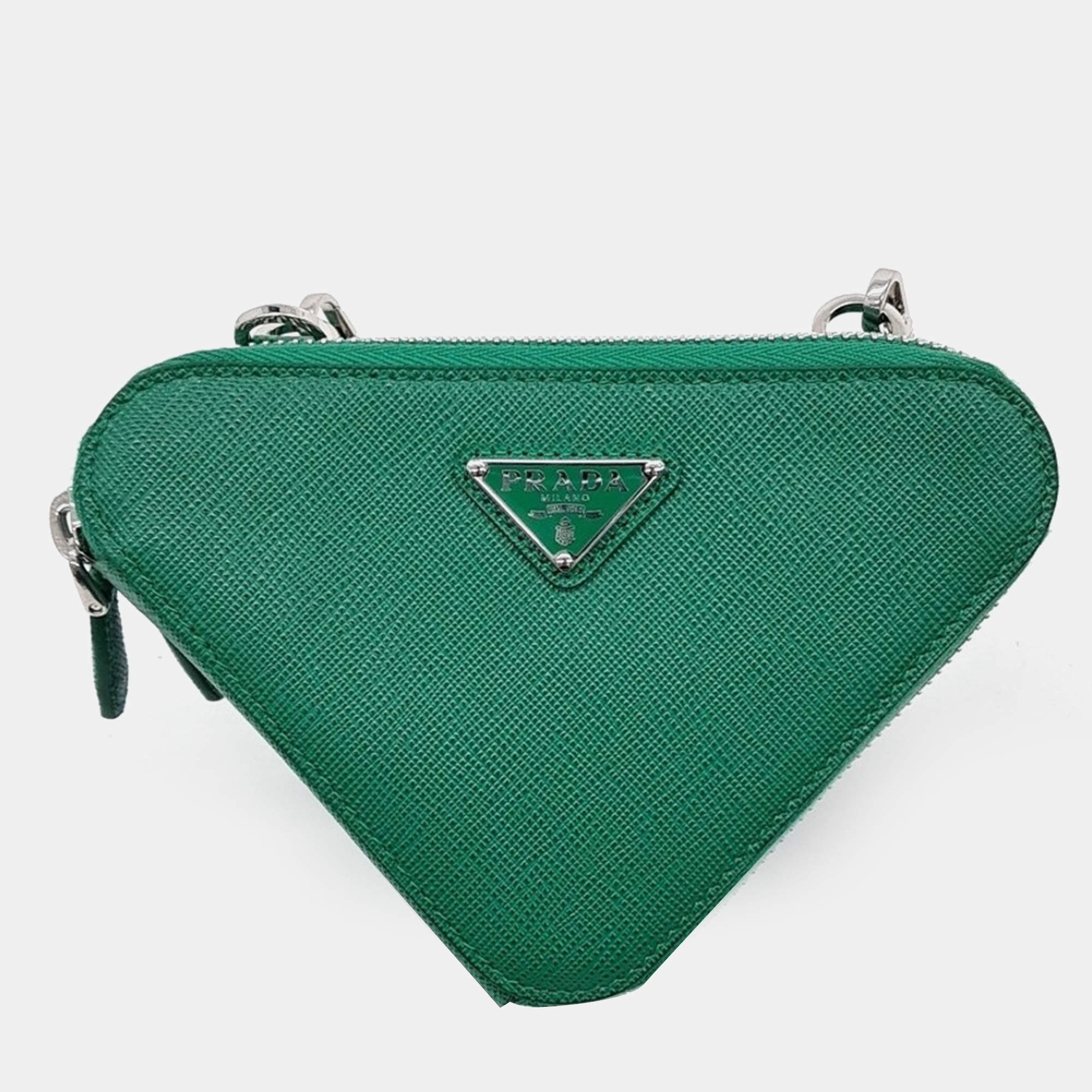 Prada Saffiano Triangle Mini Pouch