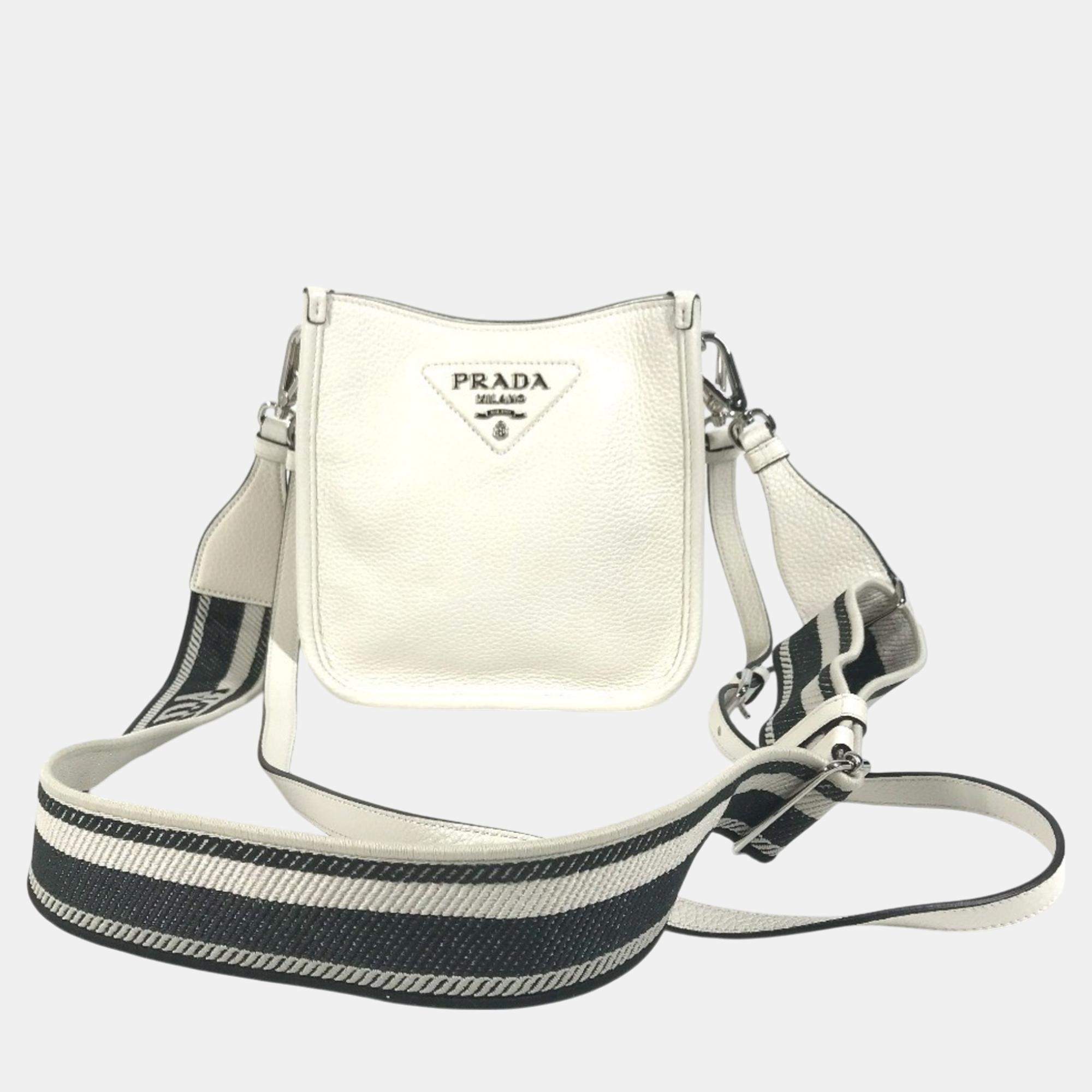 Prada White Crossbody Pochette Shoulder Bag