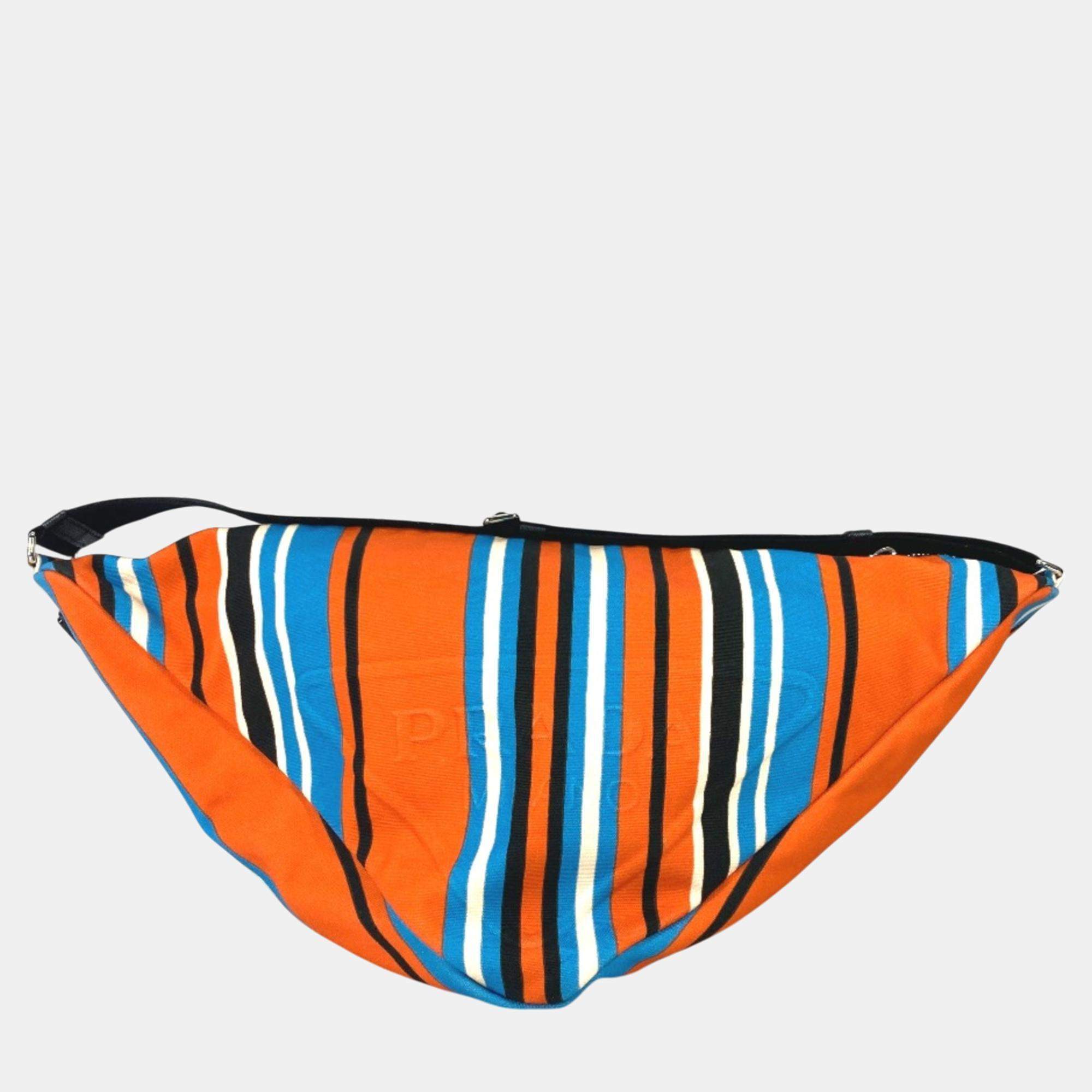 Prada Orange Blue x Black stripe crossbody Bag