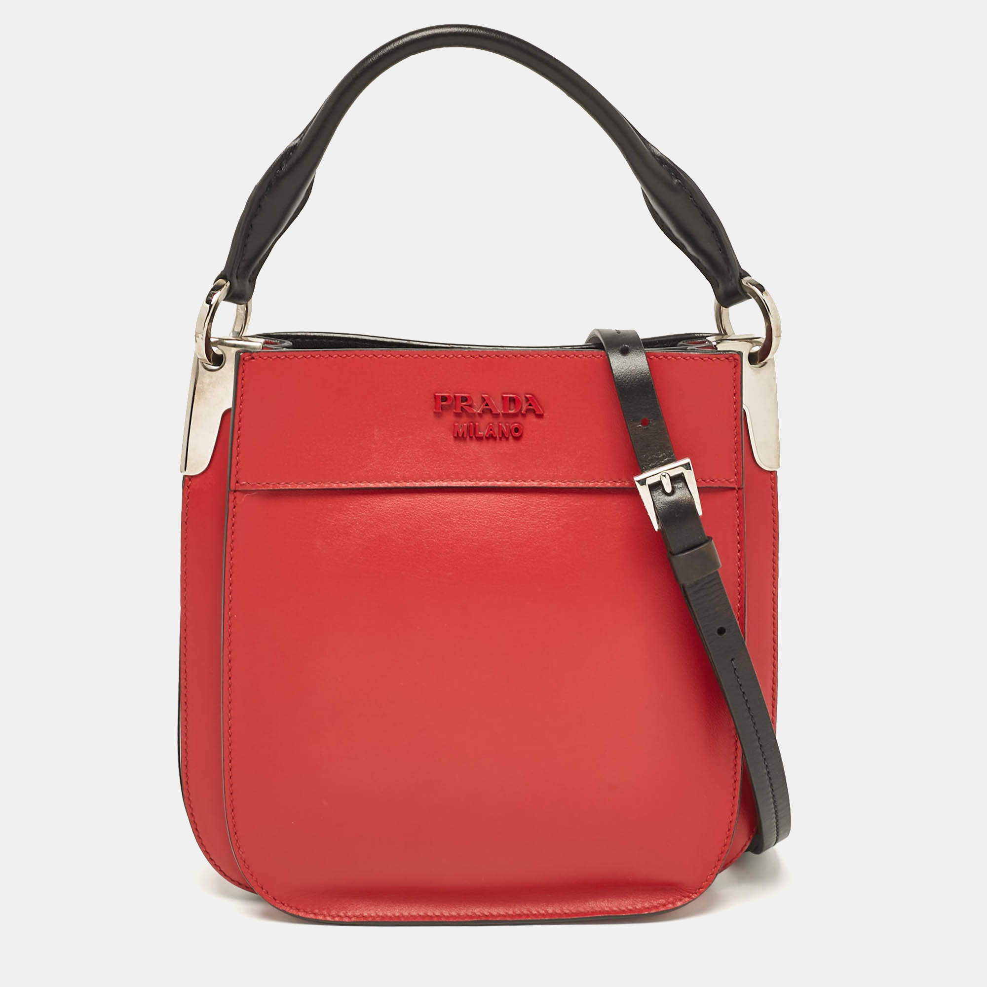 Prada Red Leather Mini Margit Hobo