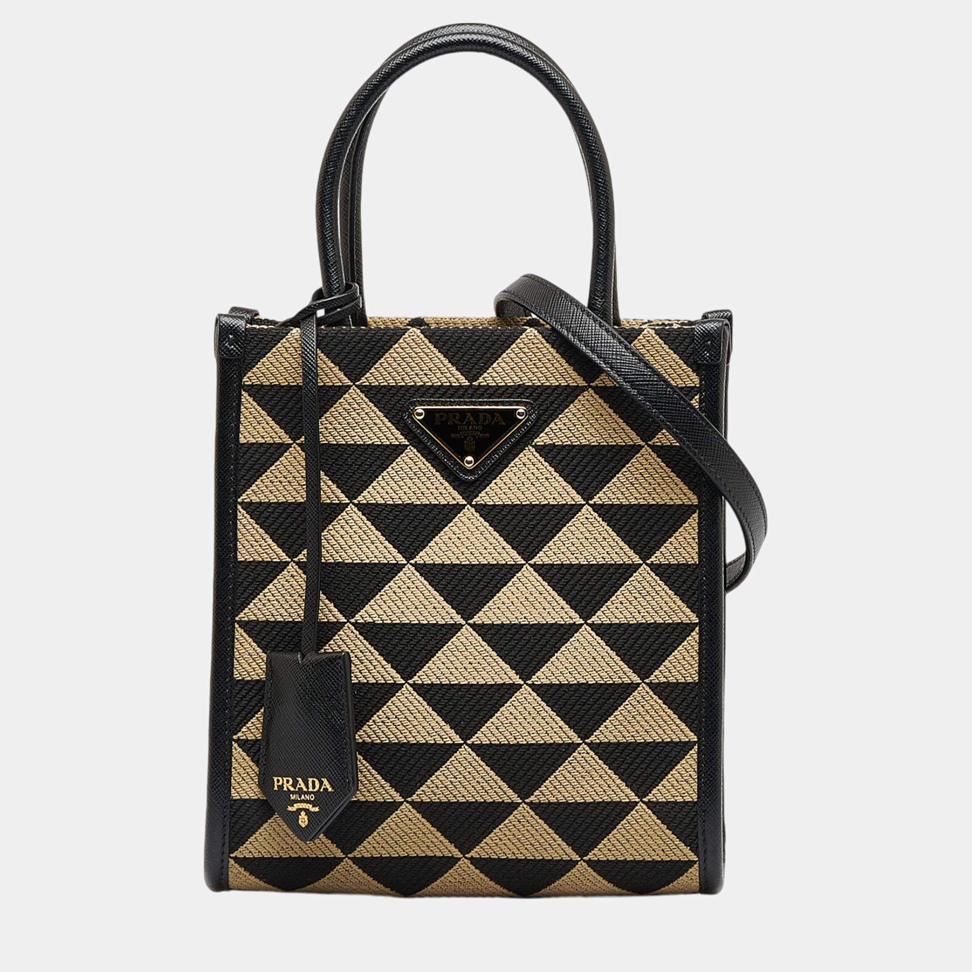 Prada Black/Brown Mini Symbole Triangolo Satchel