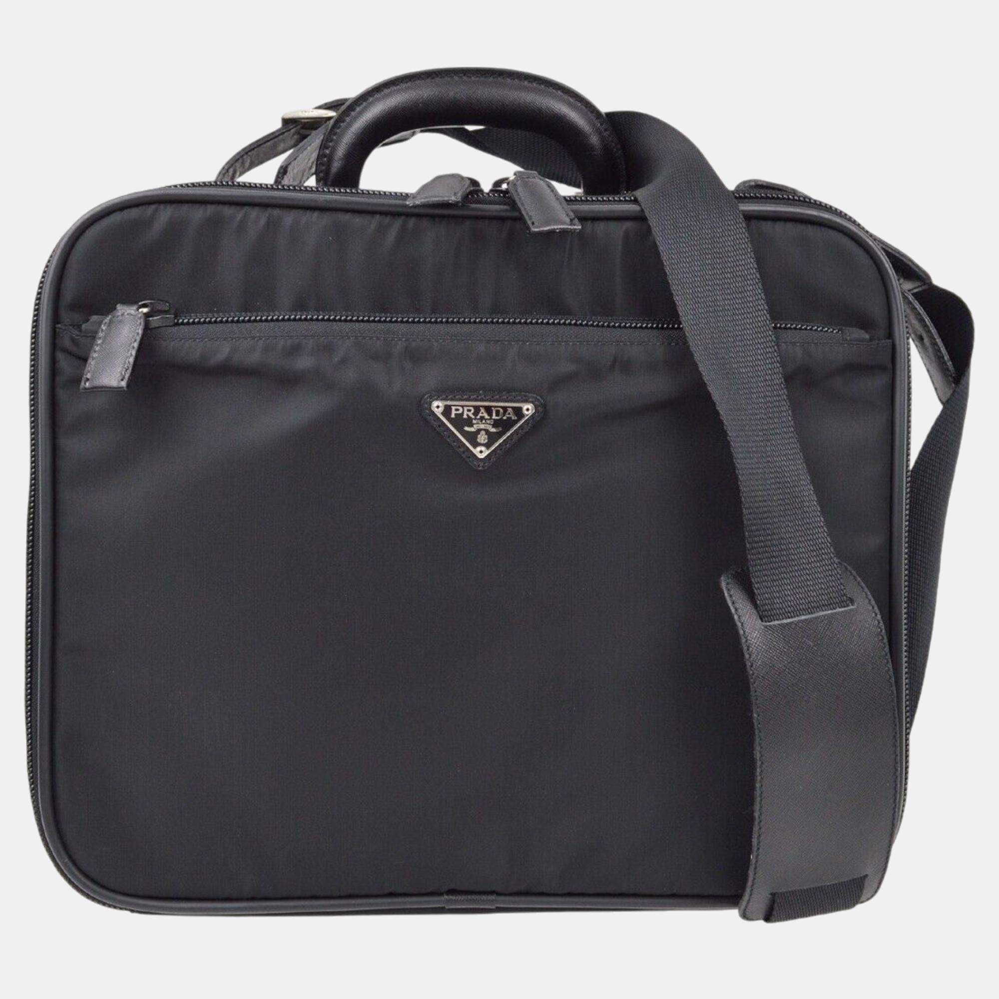 Prada Black Nylon Business Handbag