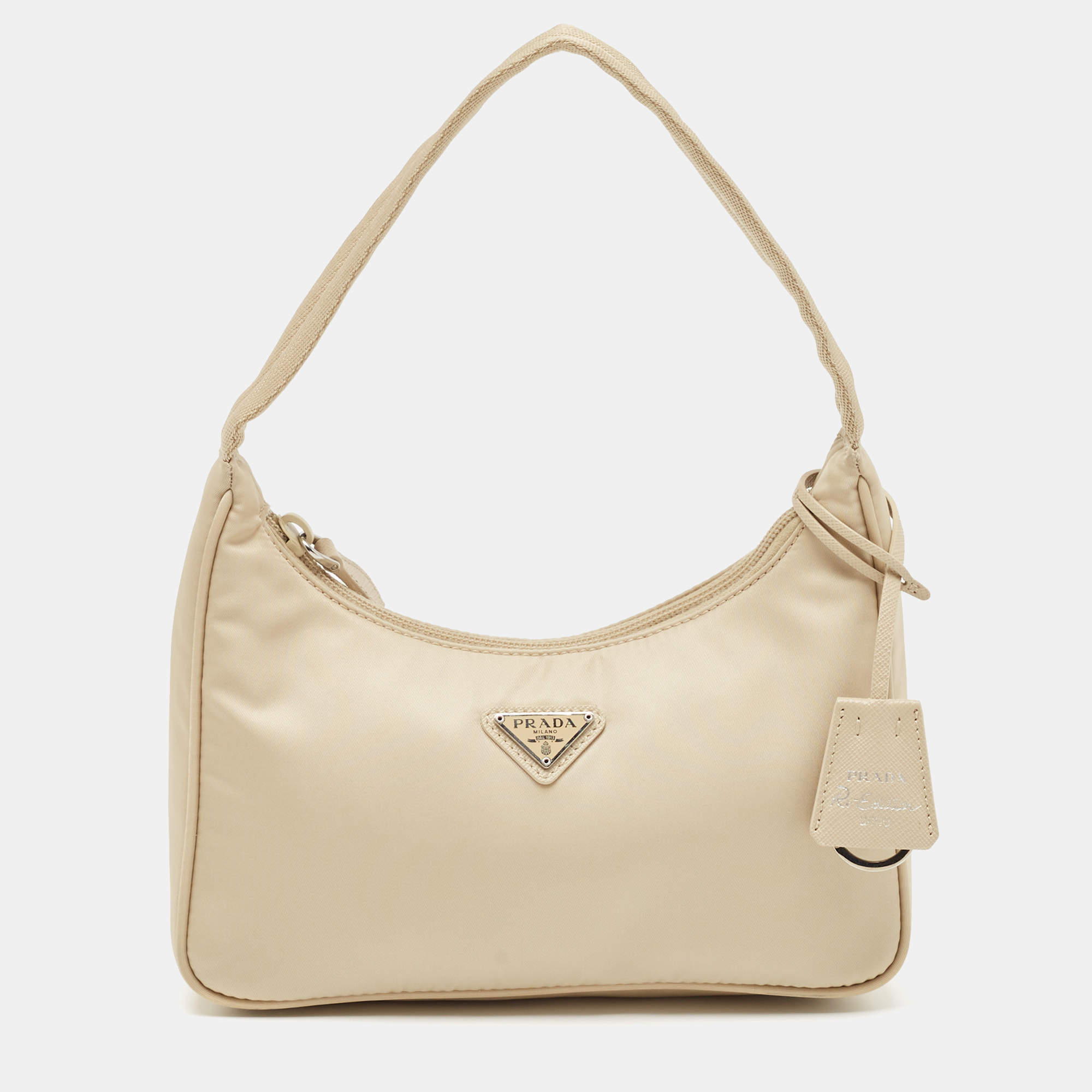 Pre Owned Prada Cream Nylon Re-Edition 2000 Bag
