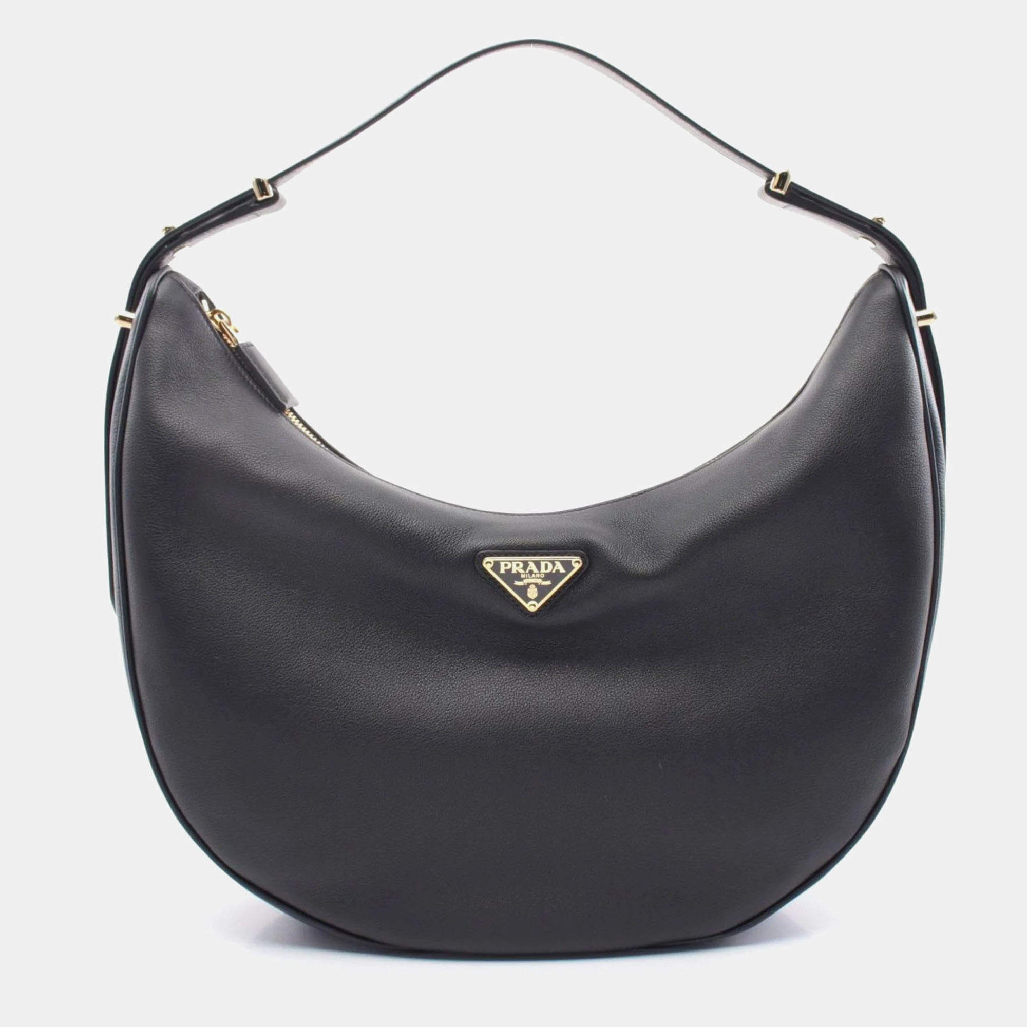 Prada Black Leather Hobo Bag