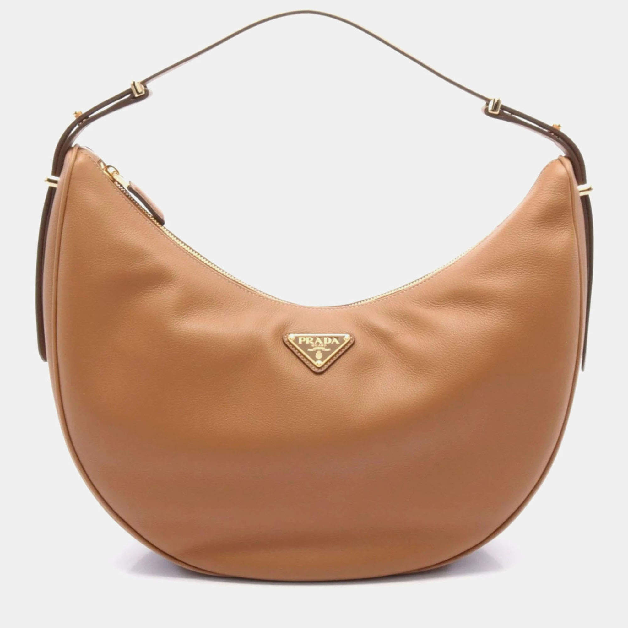 Prada Brown Leather Hobo Bag