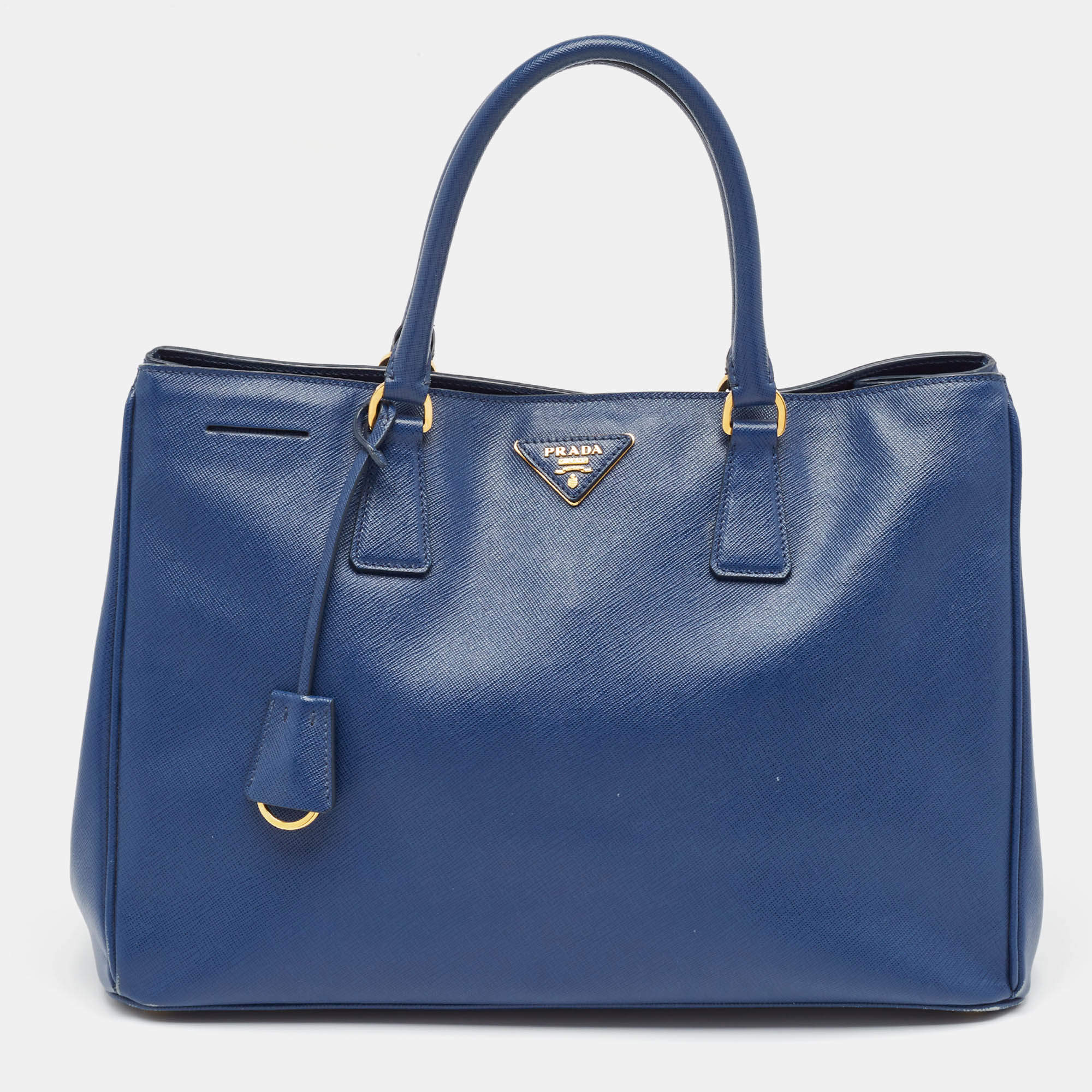 Pre Owned Prada Navy Blue Saffiano Lux Leather Large Gardener's Tote
