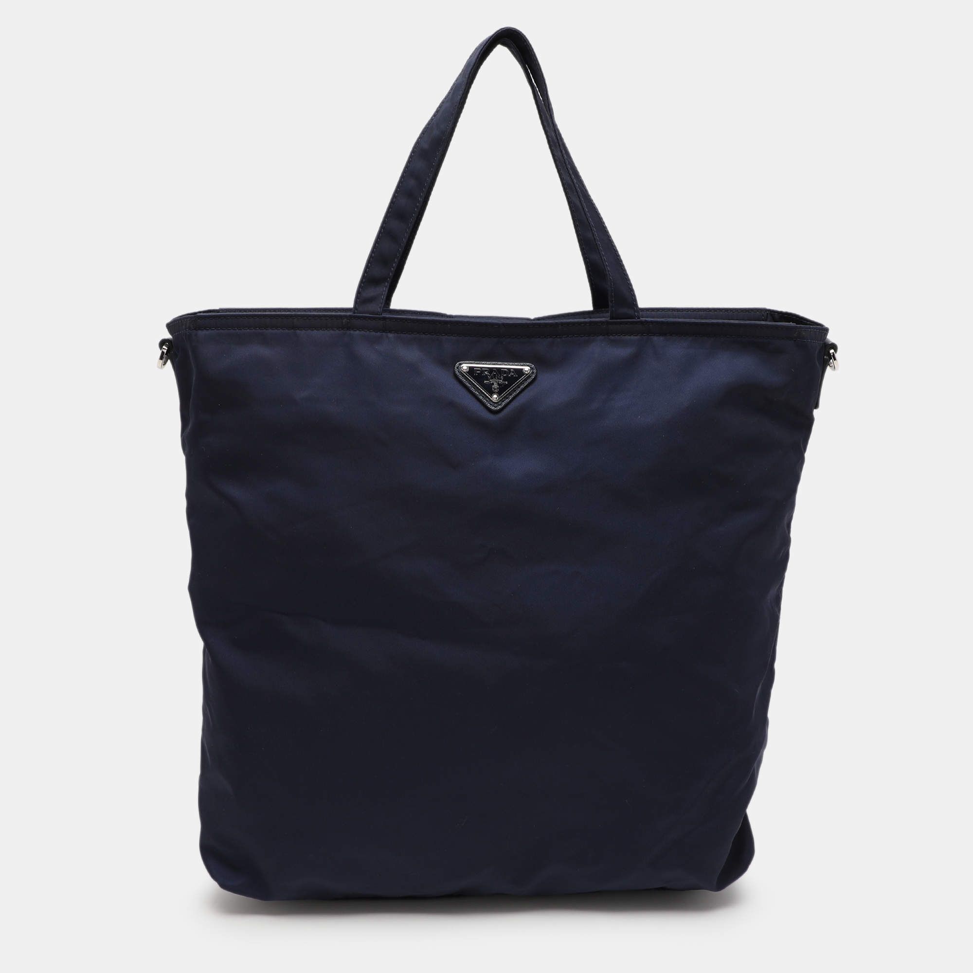 Prada Navy Blue Nylon Top Zip Tote