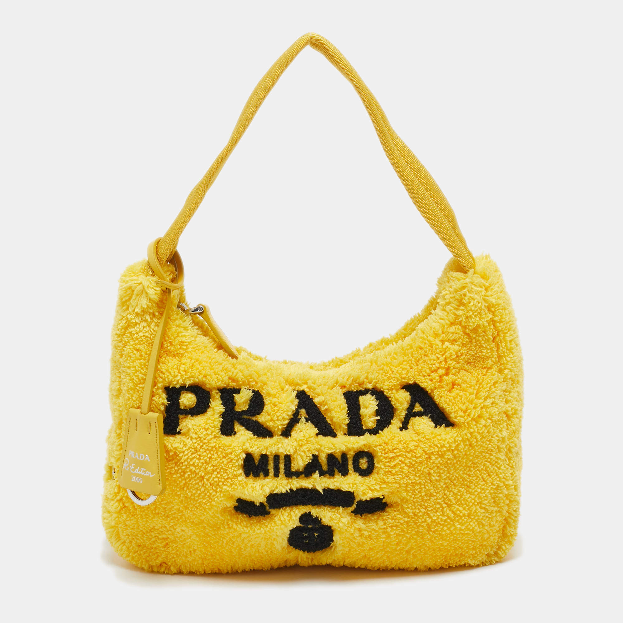 Prada Yellow Terry Cloth Mini Re-Edition 2000 Baguette Bag