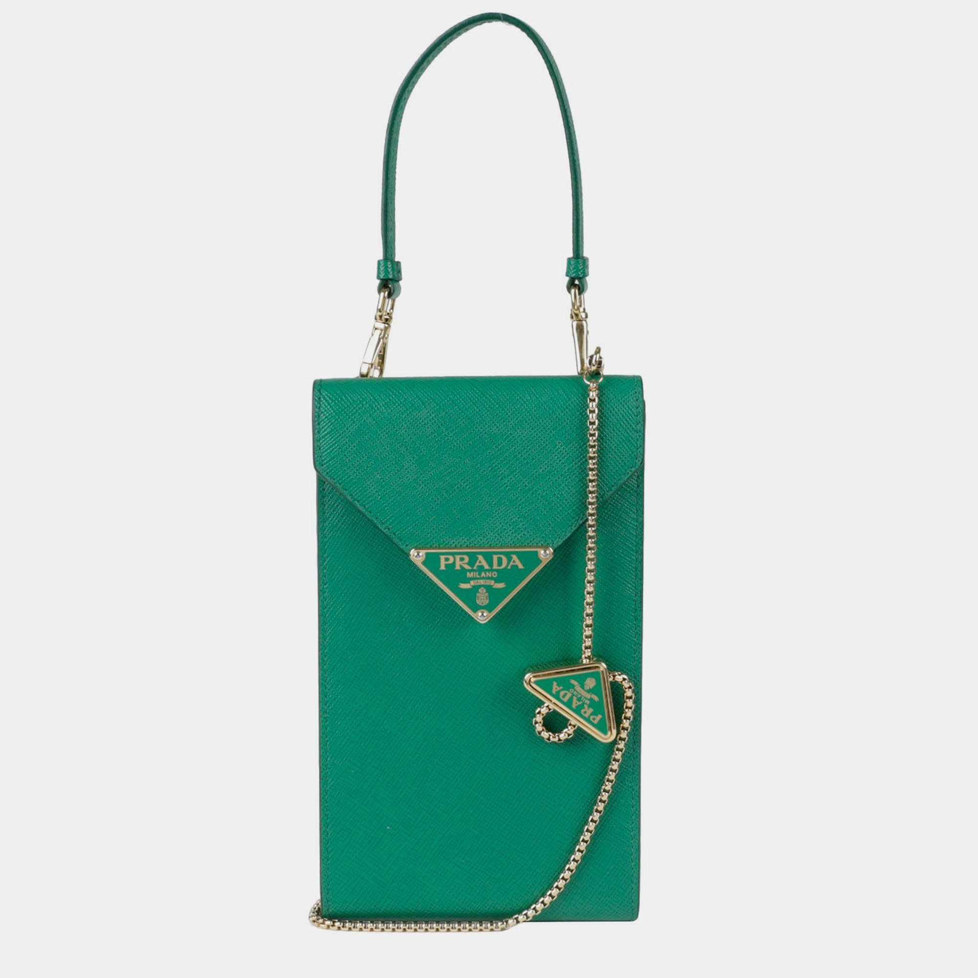 Prada Mini Triangle Logo Chain Tote Bag