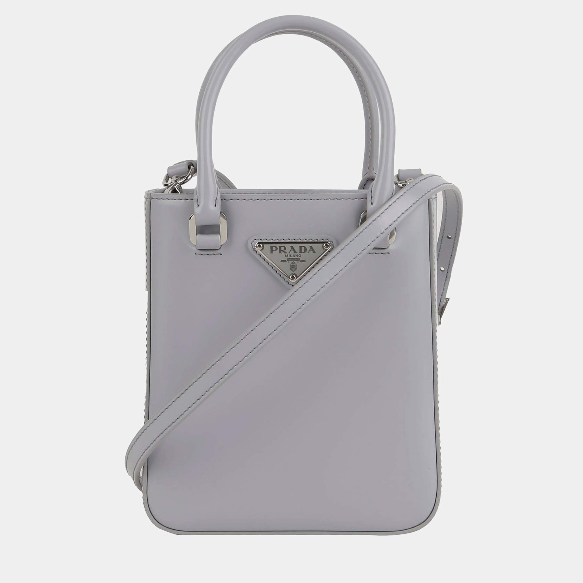 Prada Small Cornflower Brushed Leather Shoulder Bag