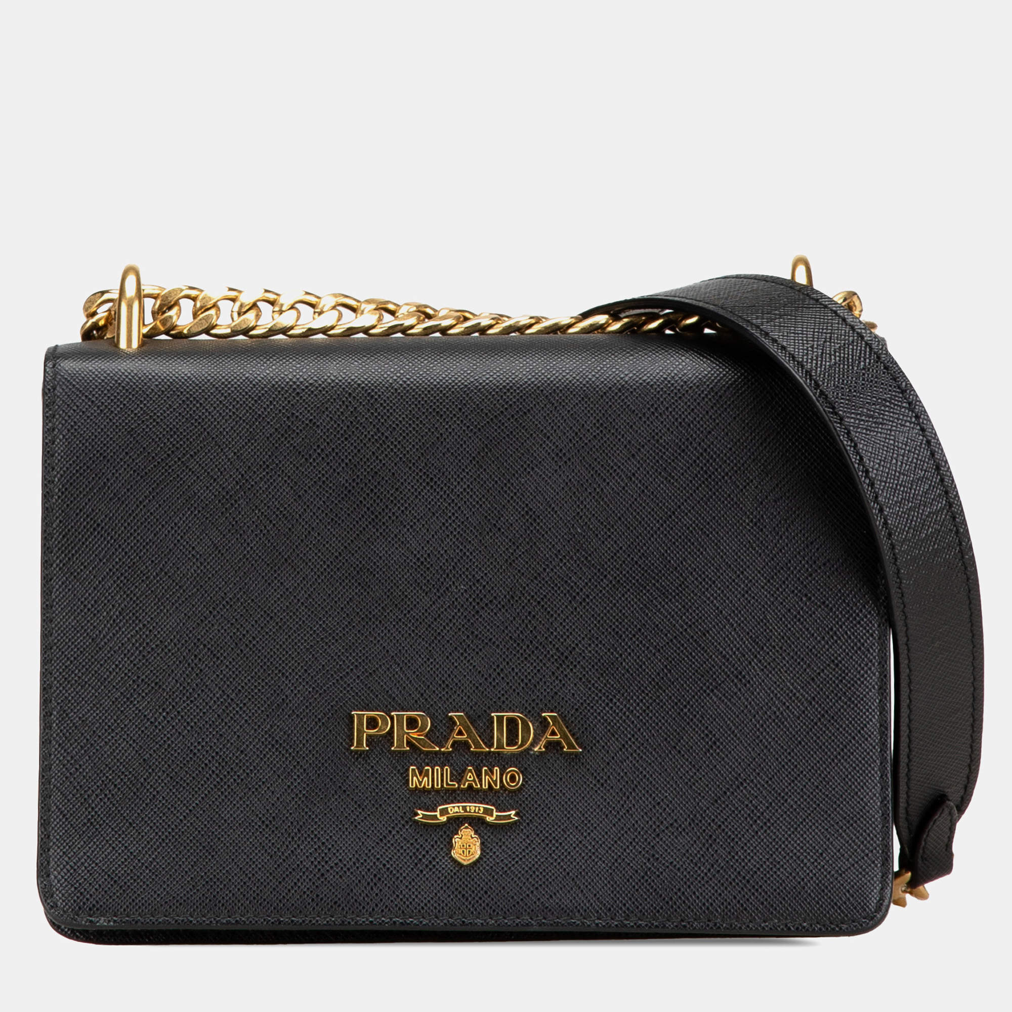 Prada Black Saffiano Lux Chain Crossbody