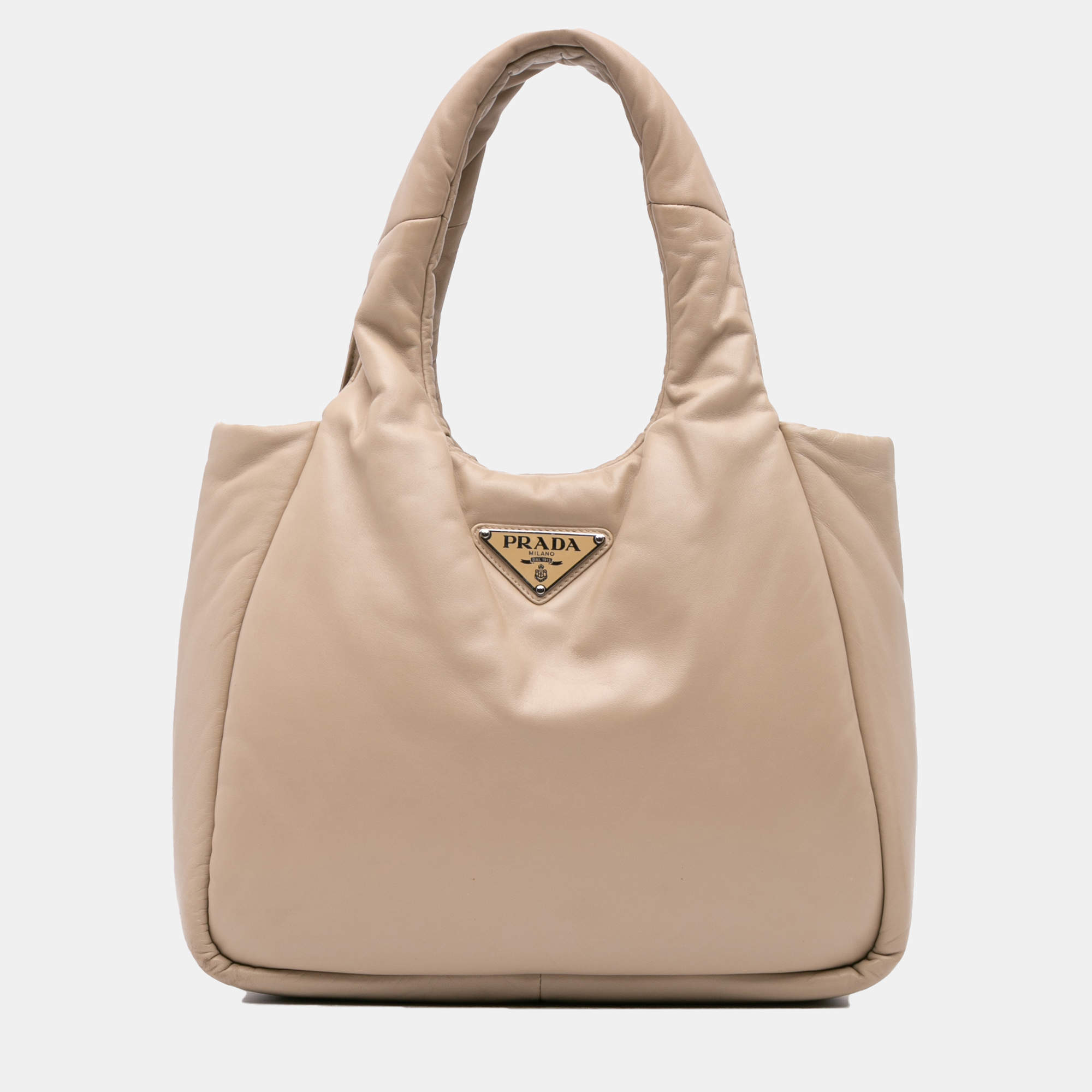 Prada Beige Medium Nappa Soft Padded Double Handled Bag