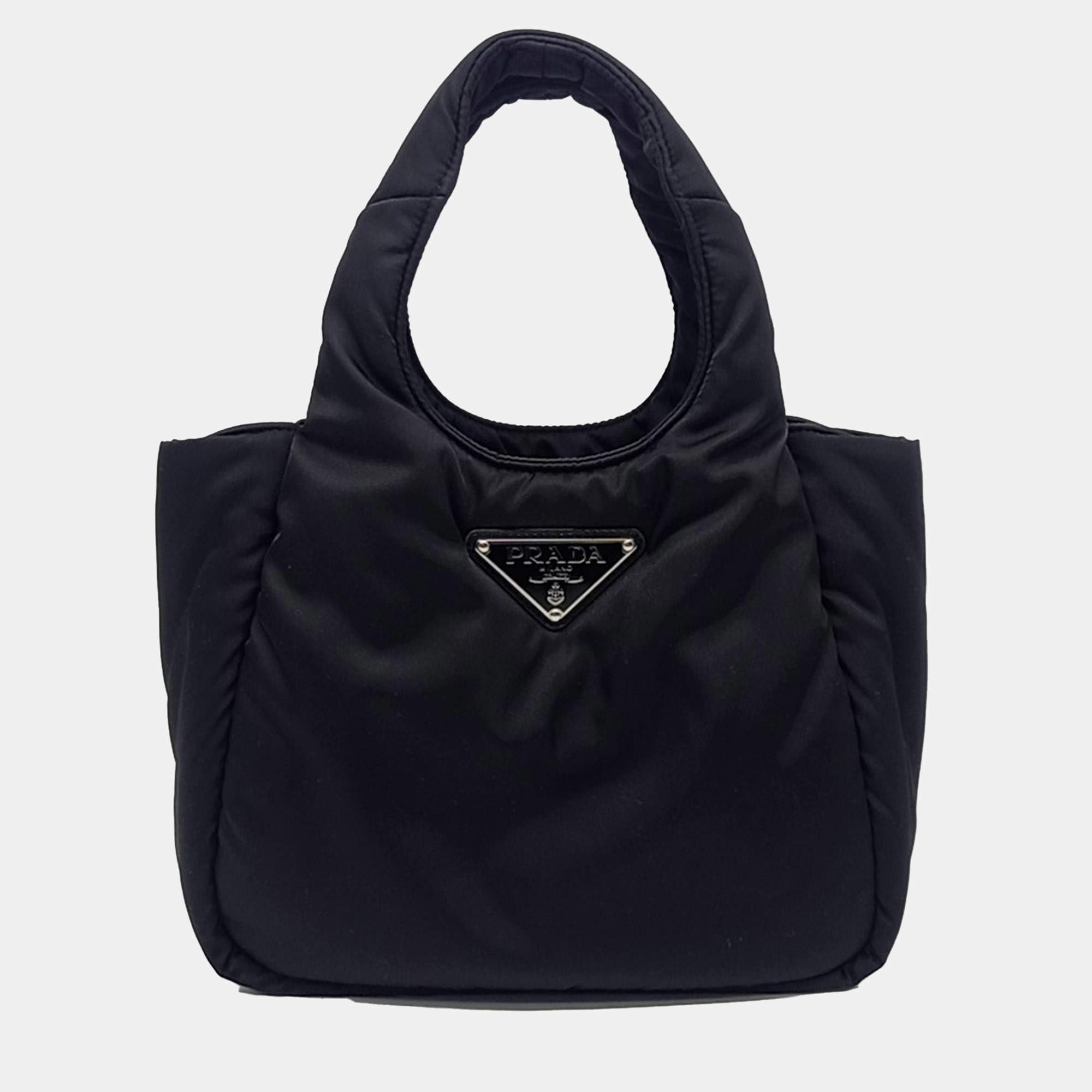 Prada Black Nylon Re-nylon padded soft tote bag