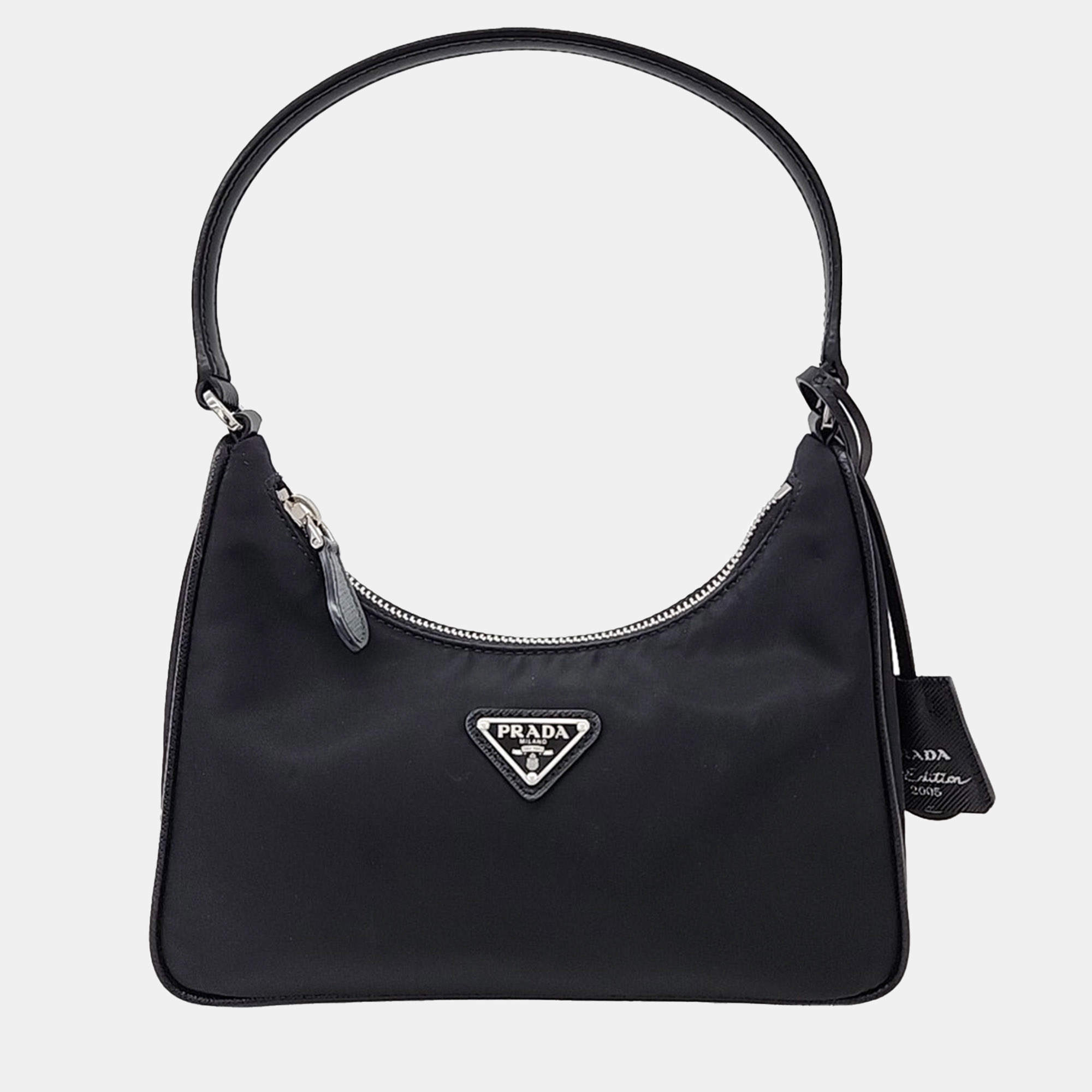Prada Black Nylon Re-Nylon Hobo Bag