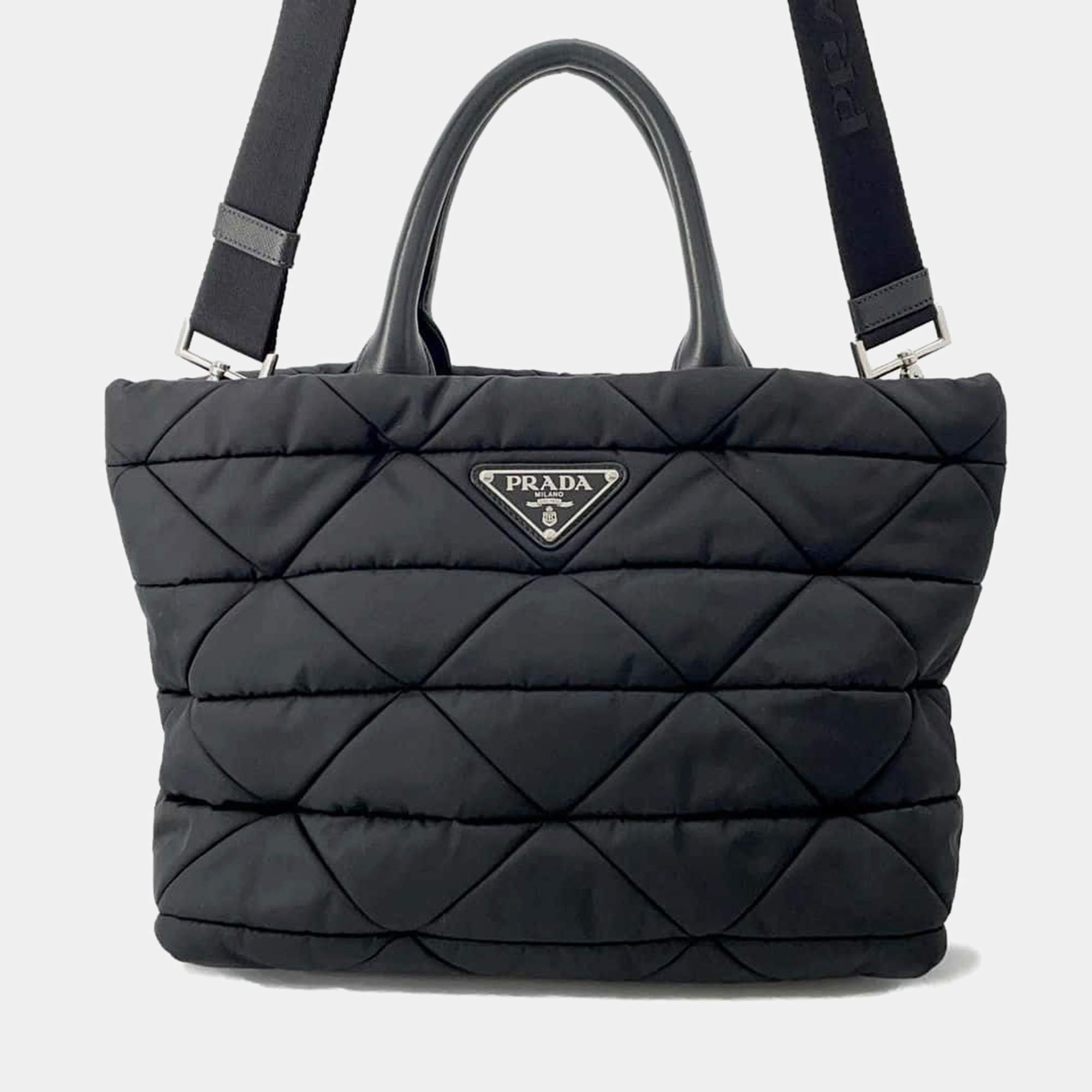 Prada Black Nylon Small Padded Re-Nylon Tote Bag 