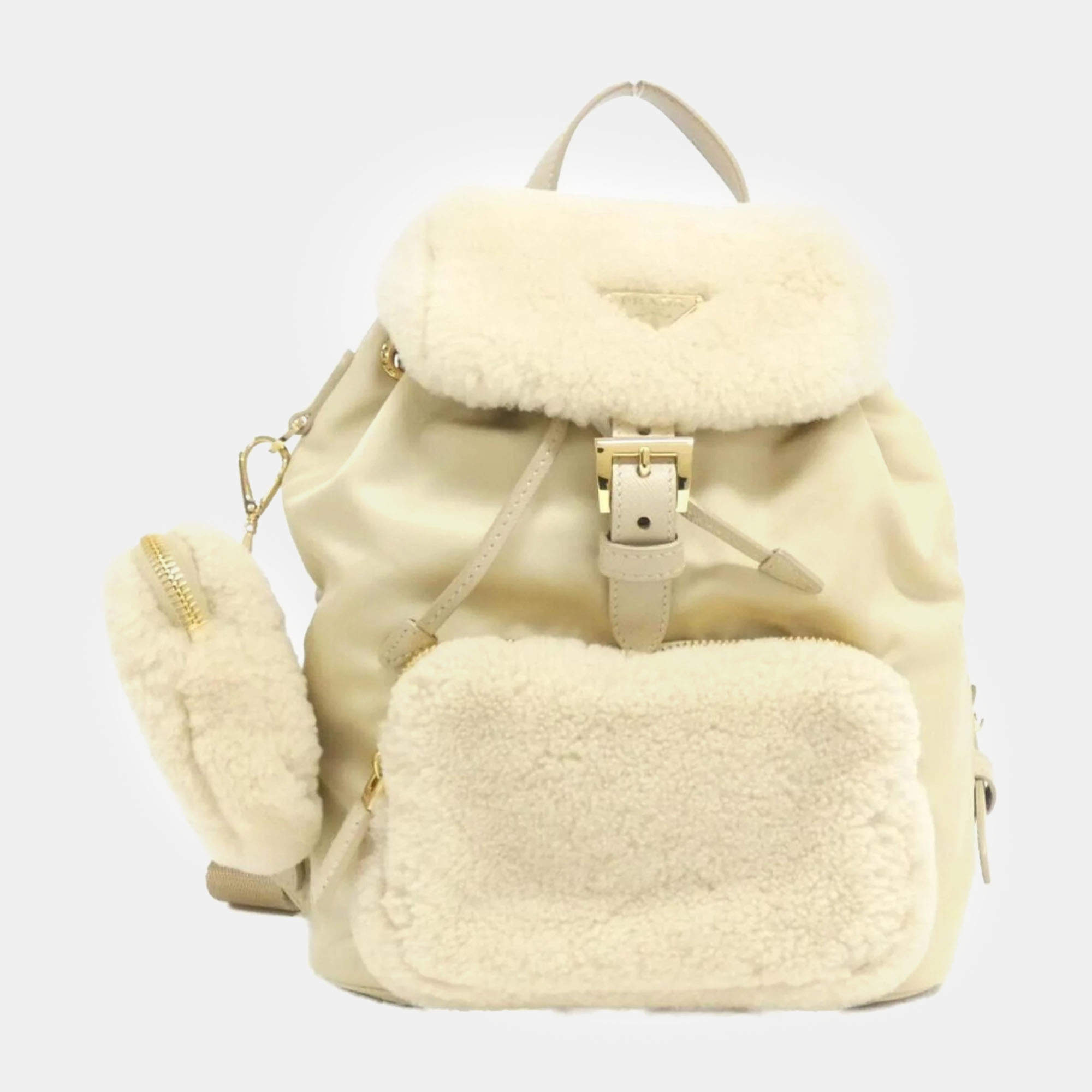 Prada Deserto Re-Nylon and Shearling Backpack Bag
