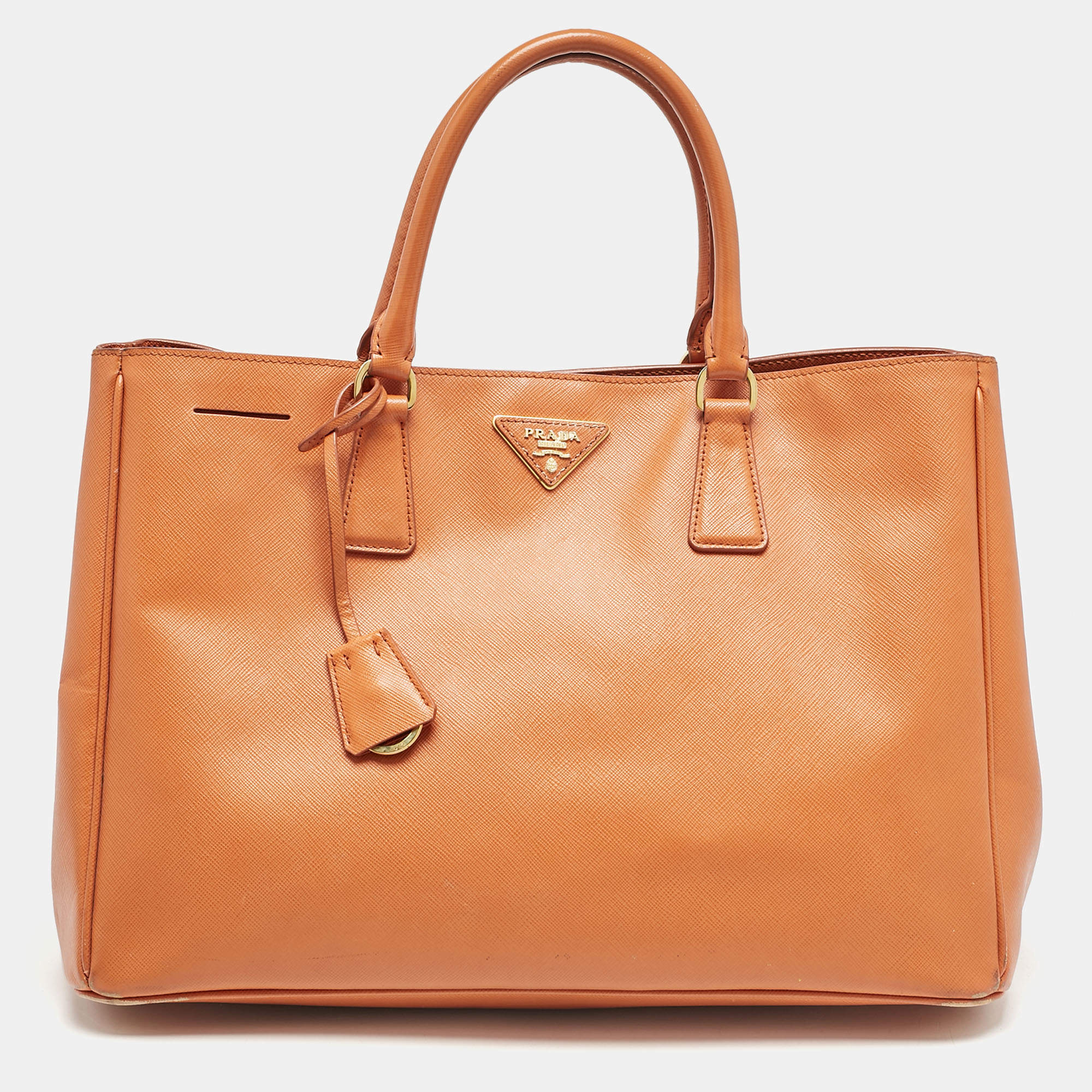 Prada Orange Saffiano Leather Large Gardener's Tote