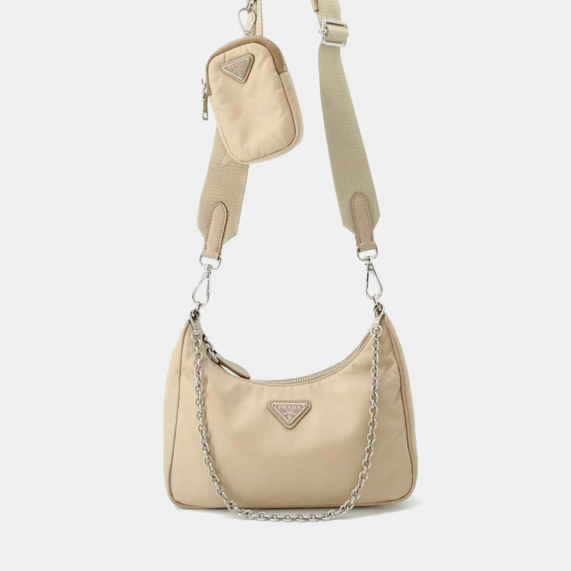 Prada  Beige Nylon Re-Edition 2005 Shoulder Bag