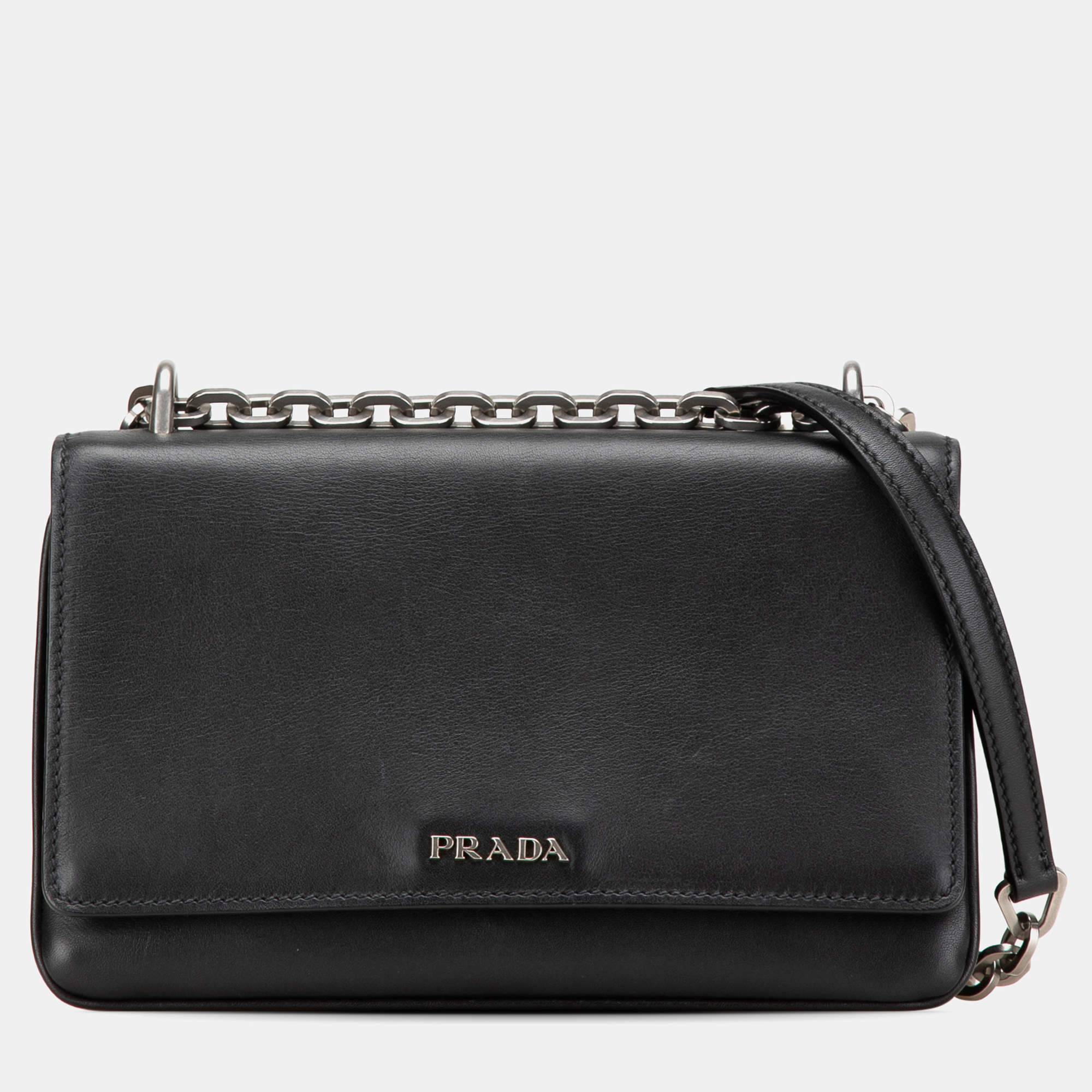 Prada Black Soft Calf Chain Crossbody