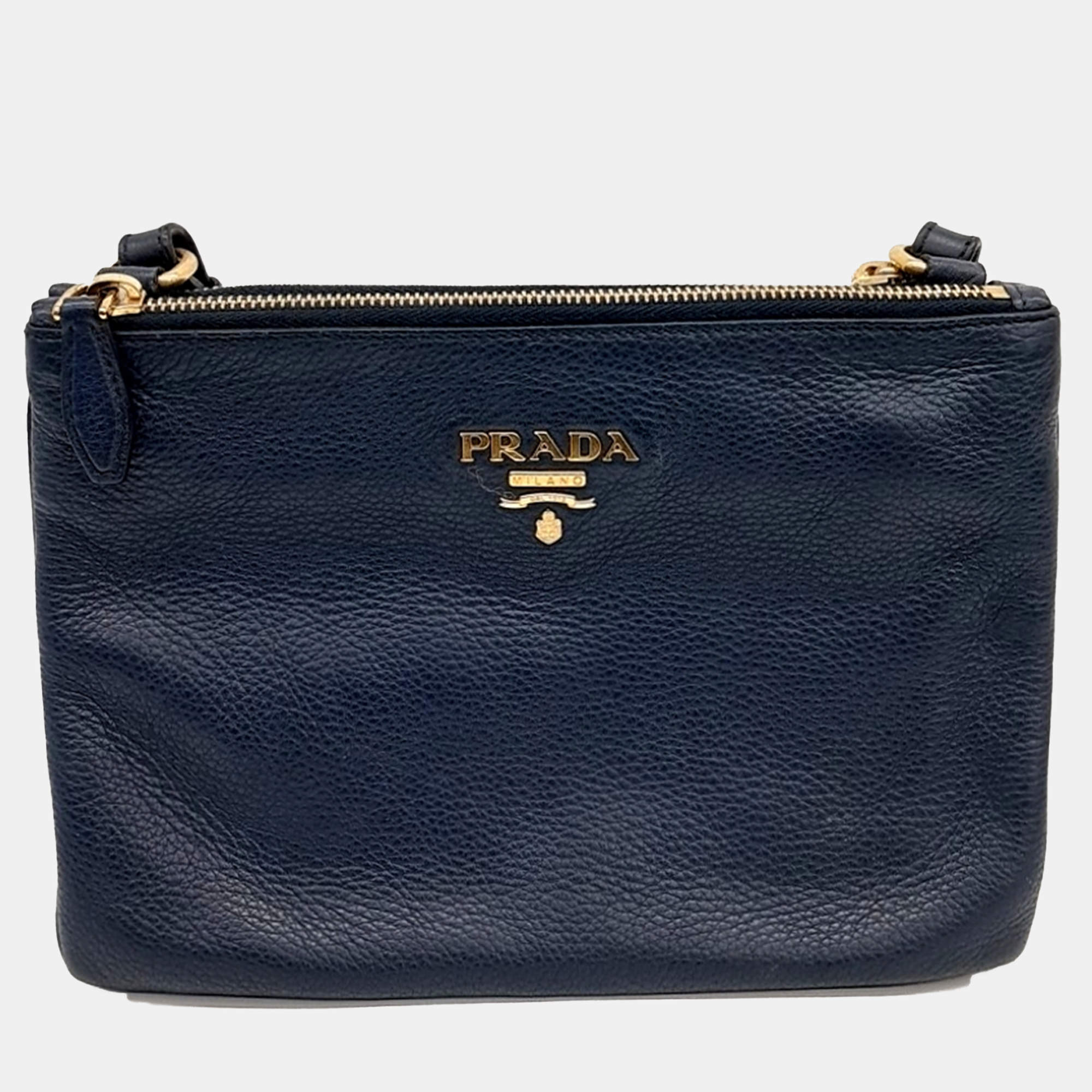 Prada Black Leather Vitello Phoenix crossbody Bag