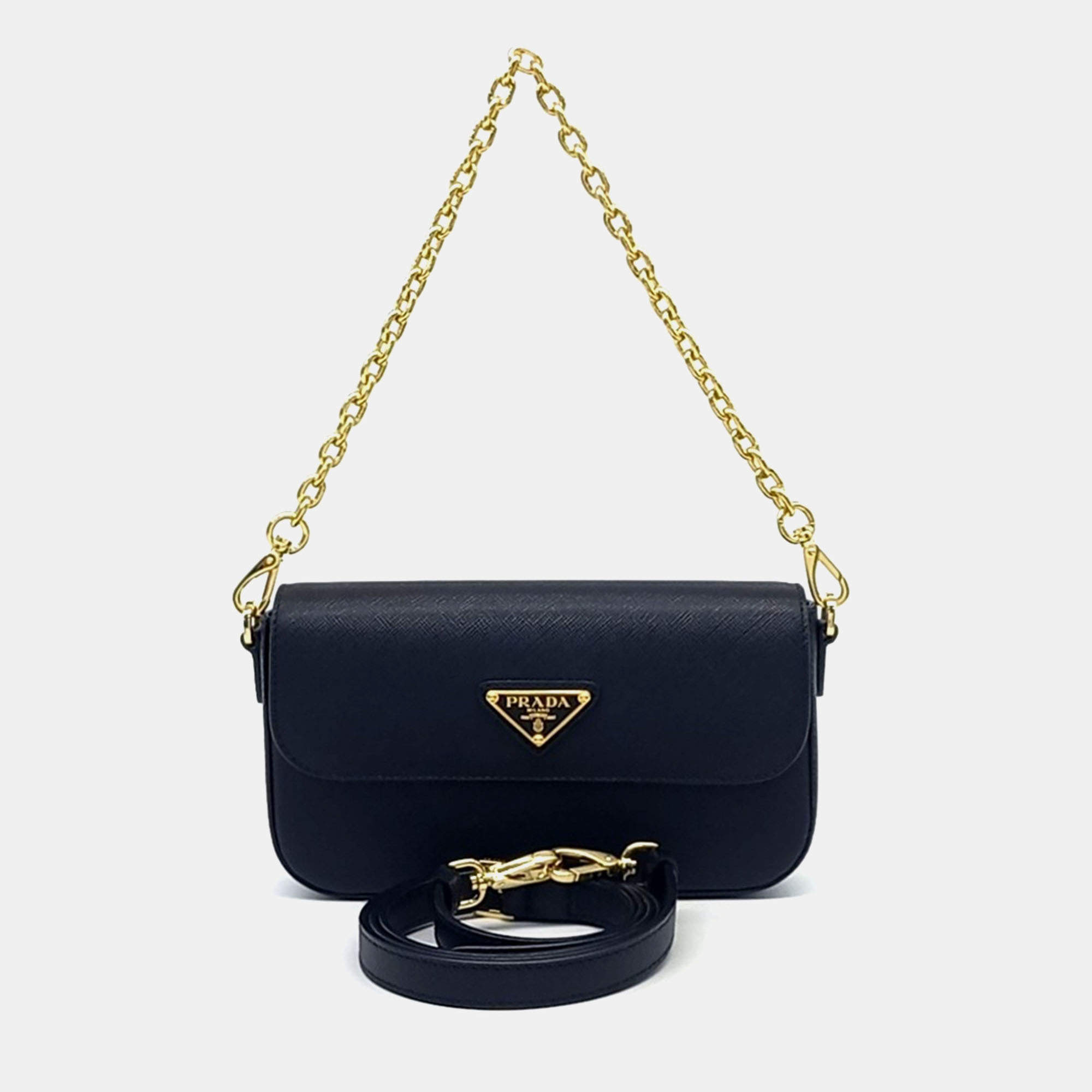 Prada Black Leather Saffiano Crossbody Bag