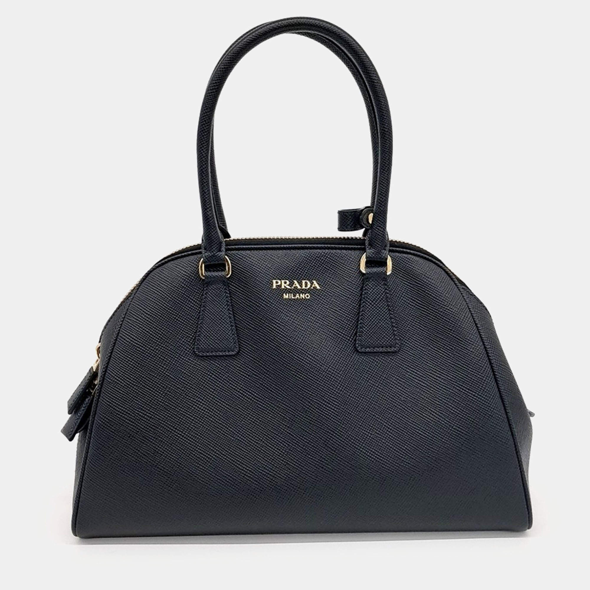 Prada Black Leather Saffiano Tote Bag Medium