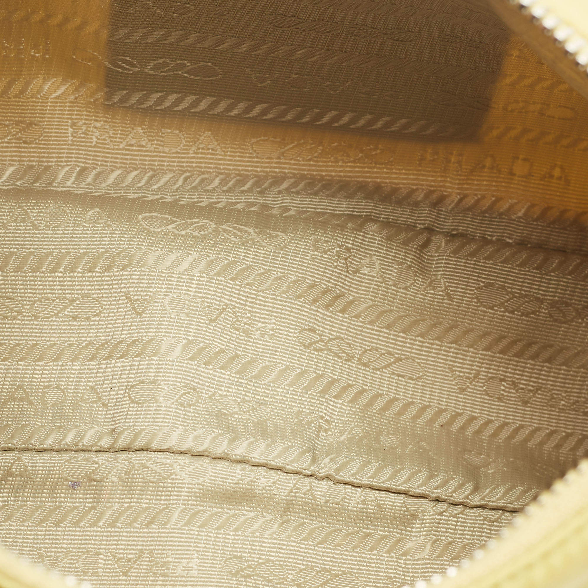 Pre Owned Prada Yellow Nylon and Saffiano Leather Re-Edition 2005 Shoulder Bag