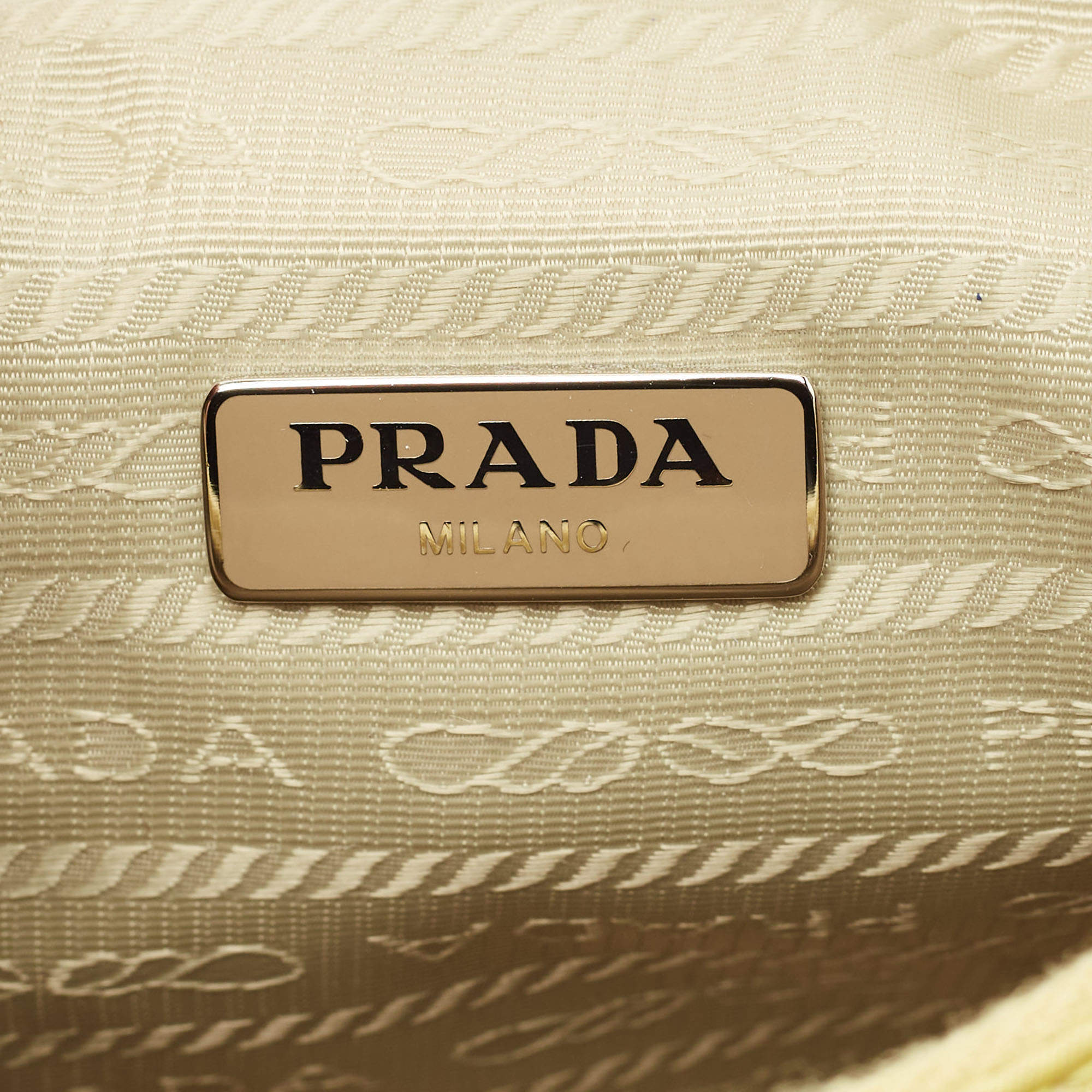 Pre Owned Prada Yellow Nylon and Saffiano Leather Re-Edition 2005 Shoulder Bag