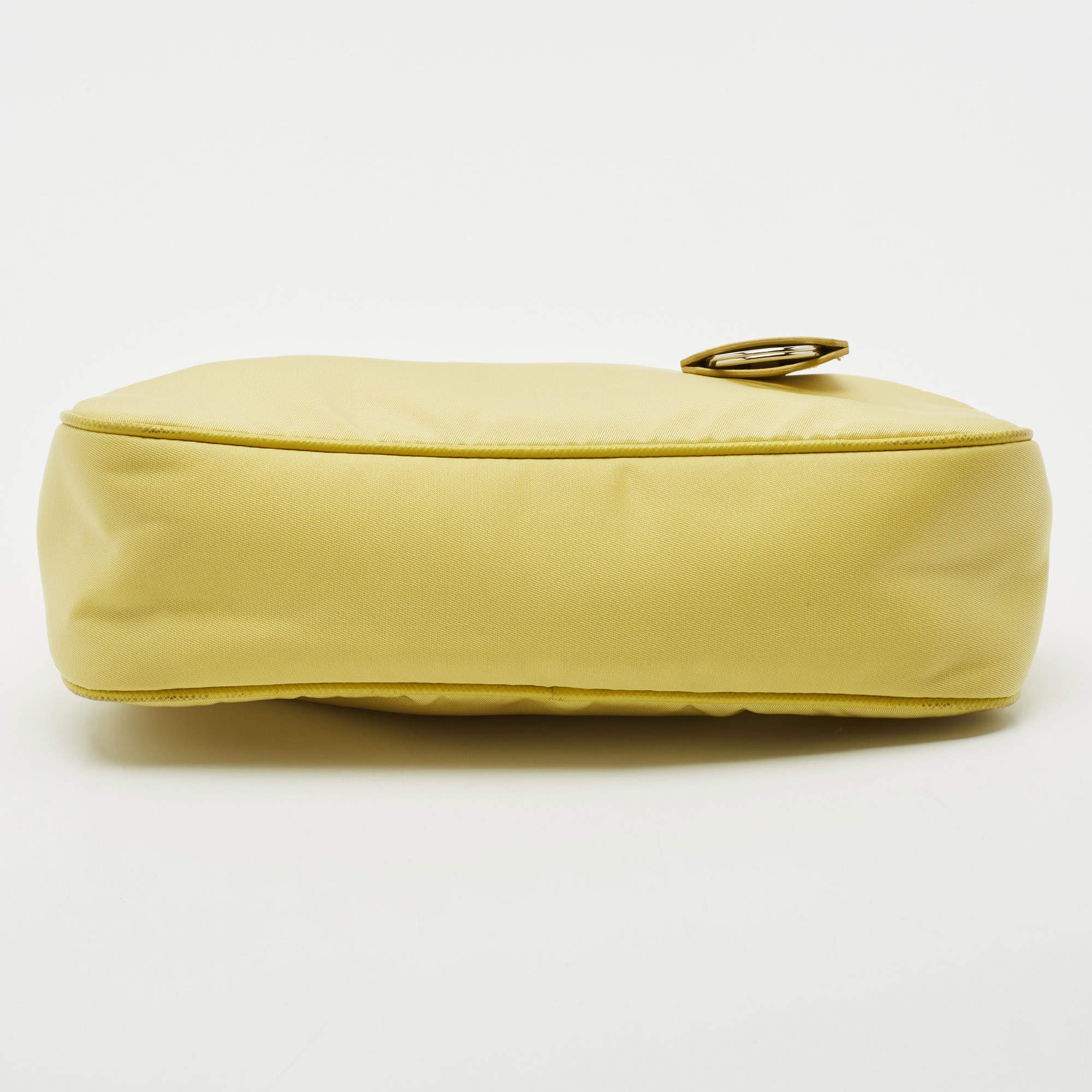 Pre Owned Prada Yellow Nylon and Saffiano Leather Re-Edition 2005 Shoulder Bag