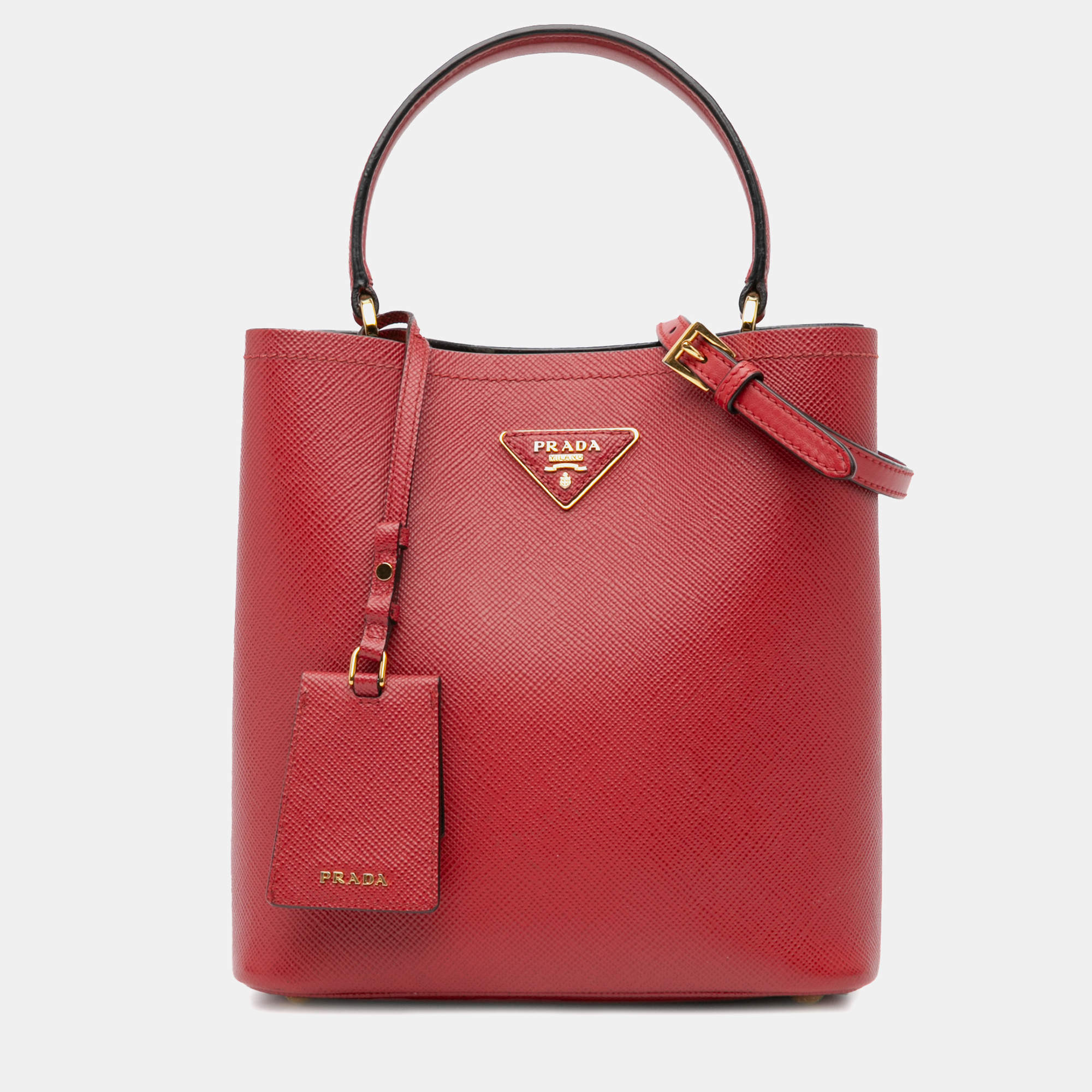 Prada Red Medium Saffiano Cuir Panier