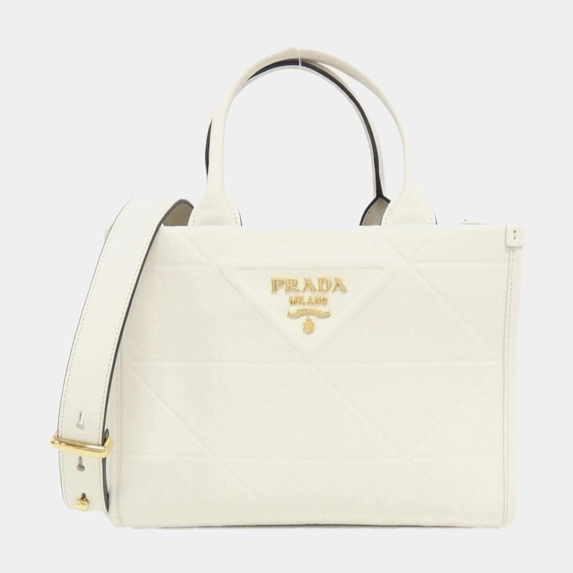 Prada Soft Calfskin Triangolo Symbole Embossed Tote Bag