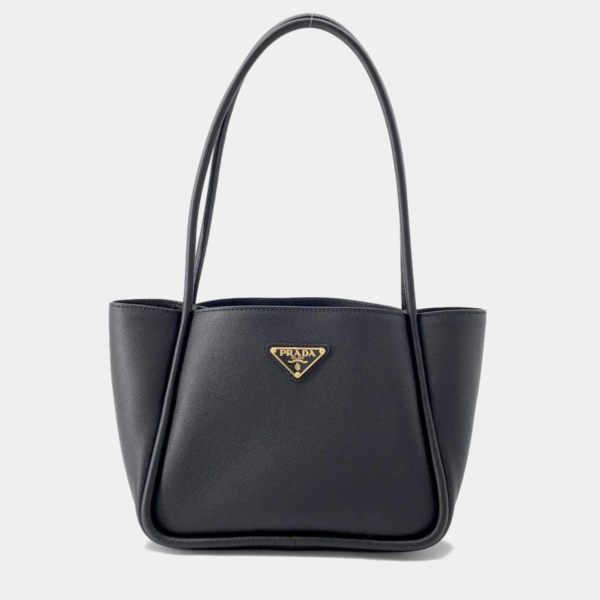 Prada Black Leather Mini Tote Bag