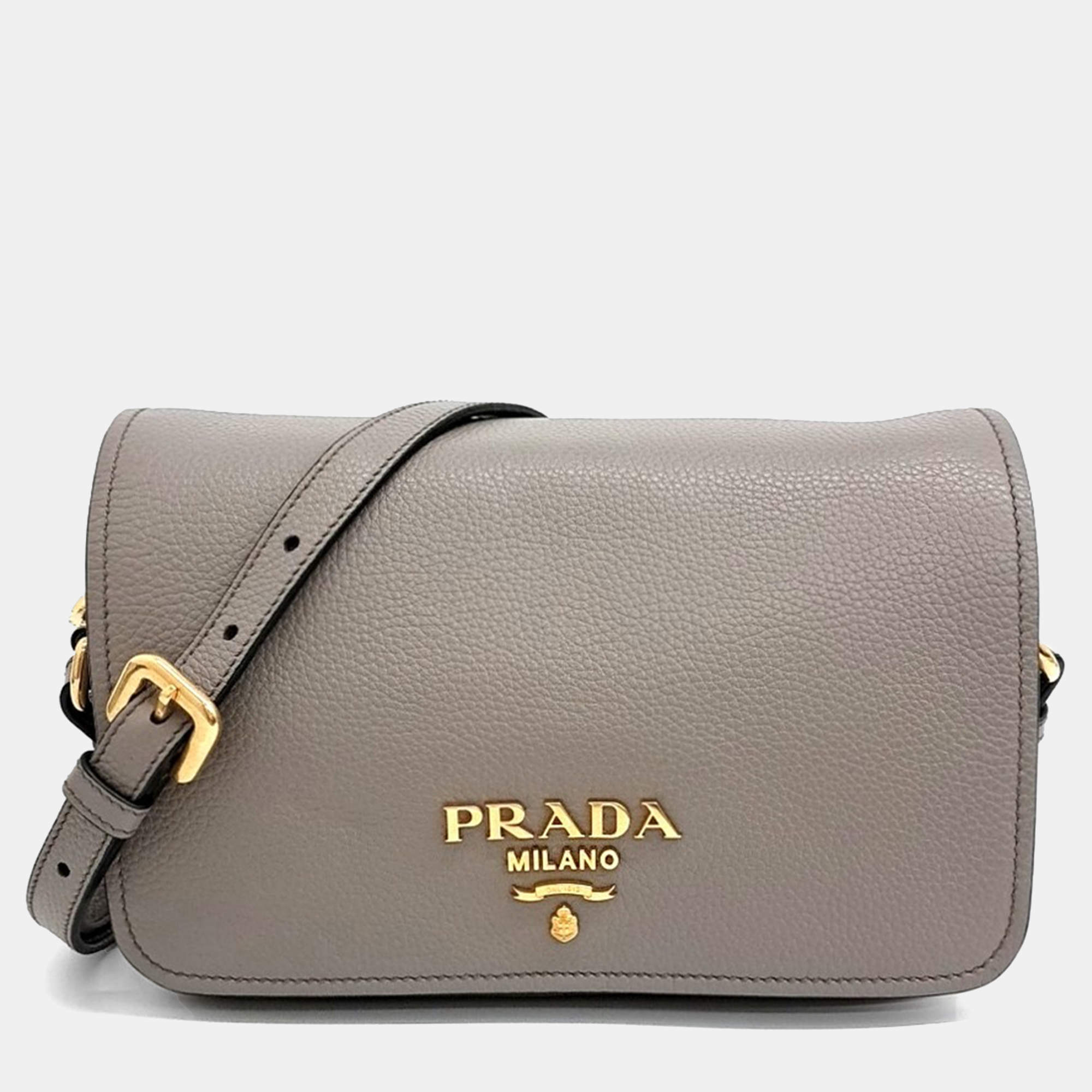 Prada Beige Leather Vitello Phoenix Crossbody Bag