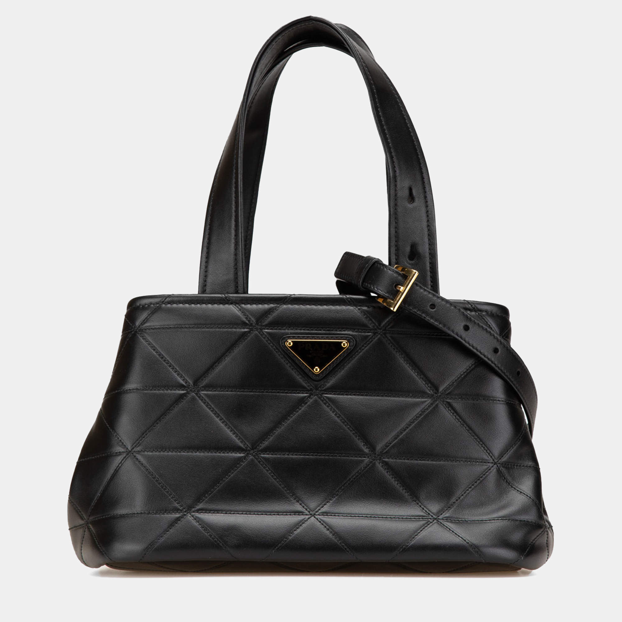 Prada Black Small Quilted Lambskin Satchel