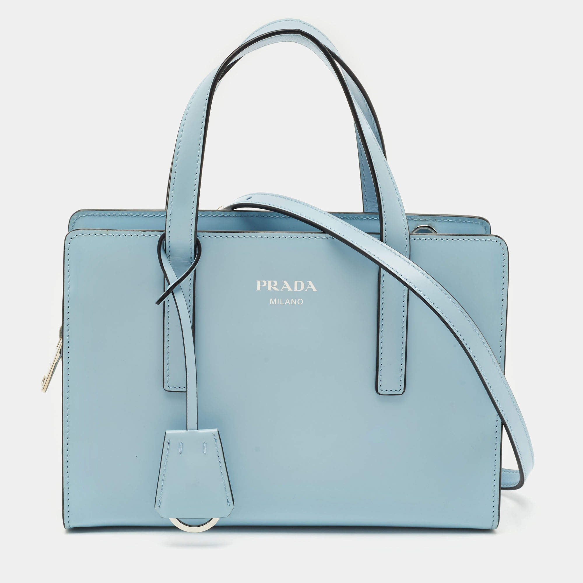 Prada Light Blue Brushed Leather Mini Re-edition 1995 Tote