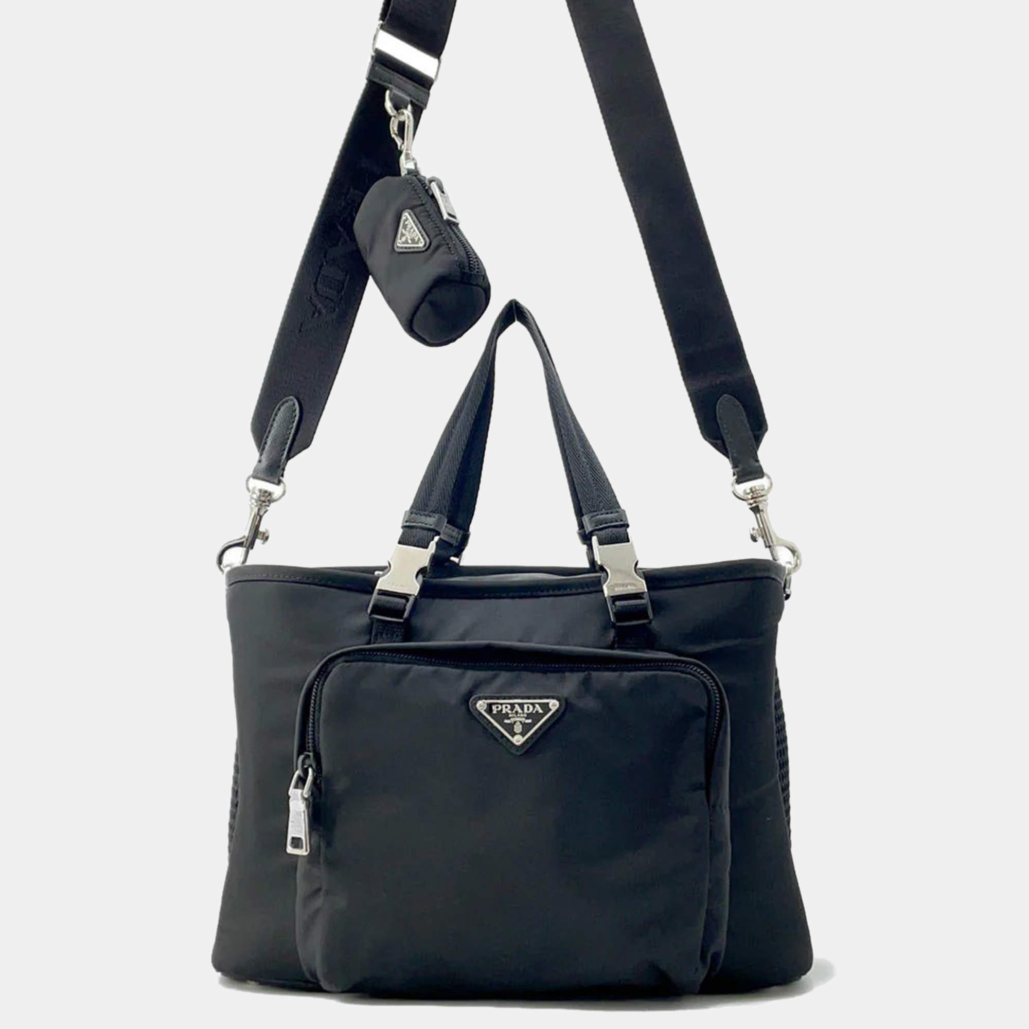 Prada Re-Nylon Triangle Logo Pet Bag Black Nylon