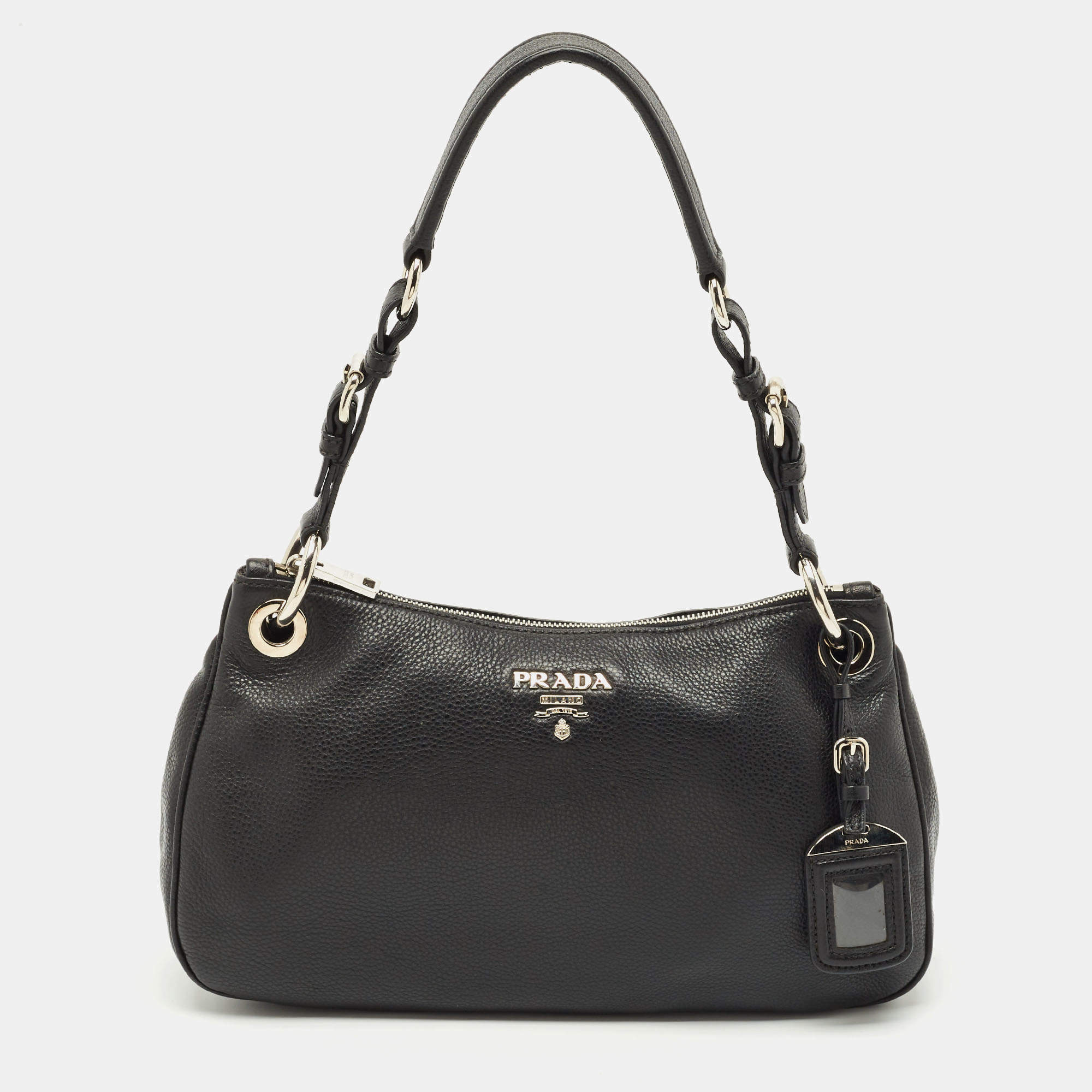 Prada Black Vitello Leather Shoulder Bag