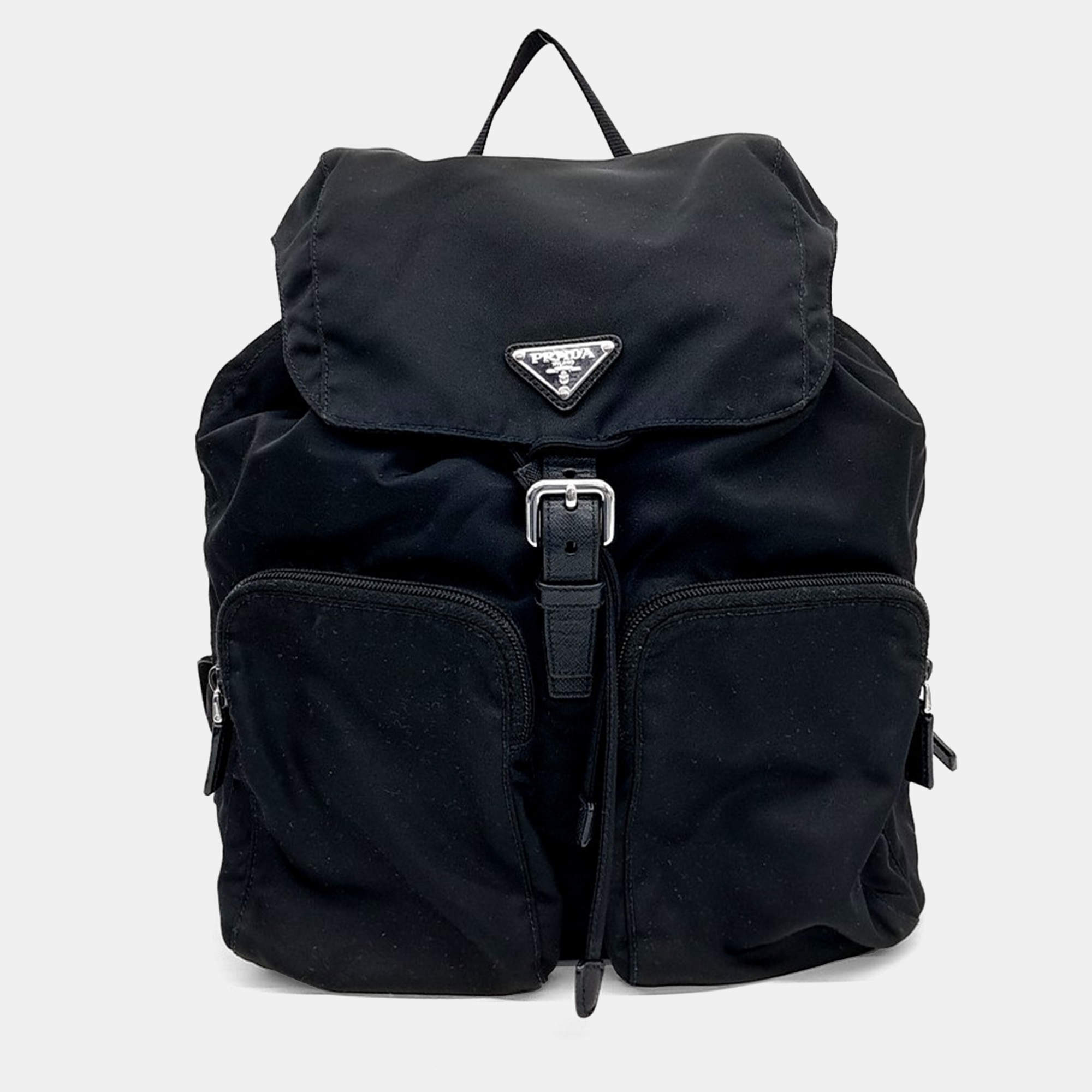 Prada Black Nylon two pocket backpack