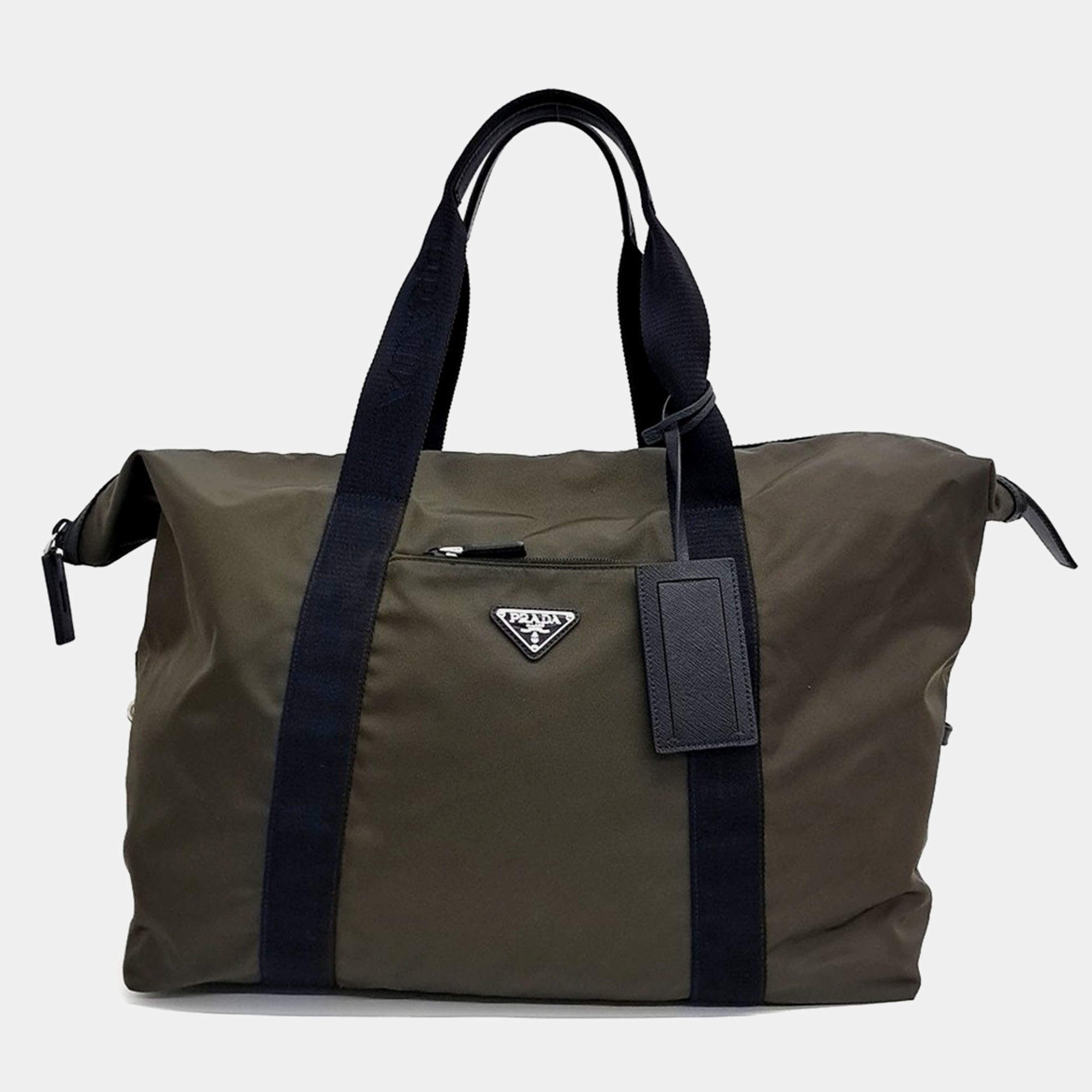 Prada Green Fabric Travel Bag