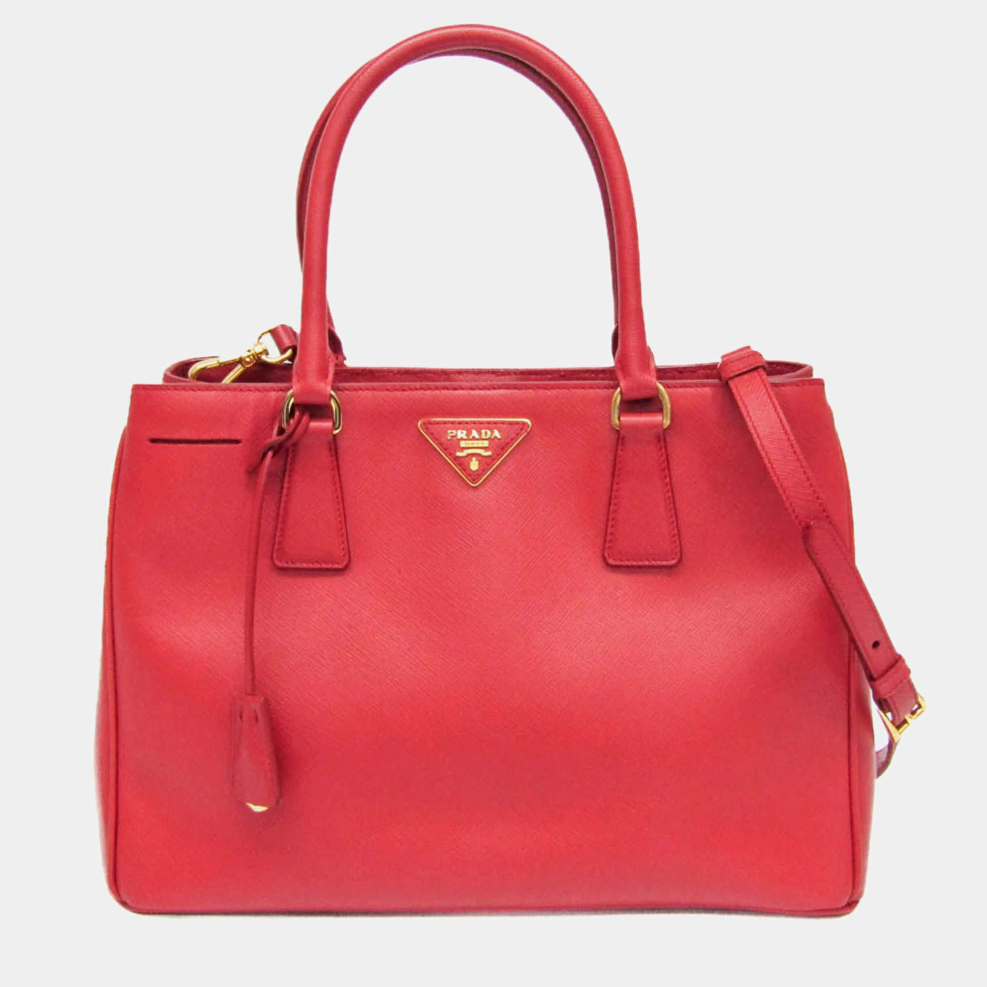 Prada Saffiano Galleria Saffiano Lux Shoulder Bag Fuoco