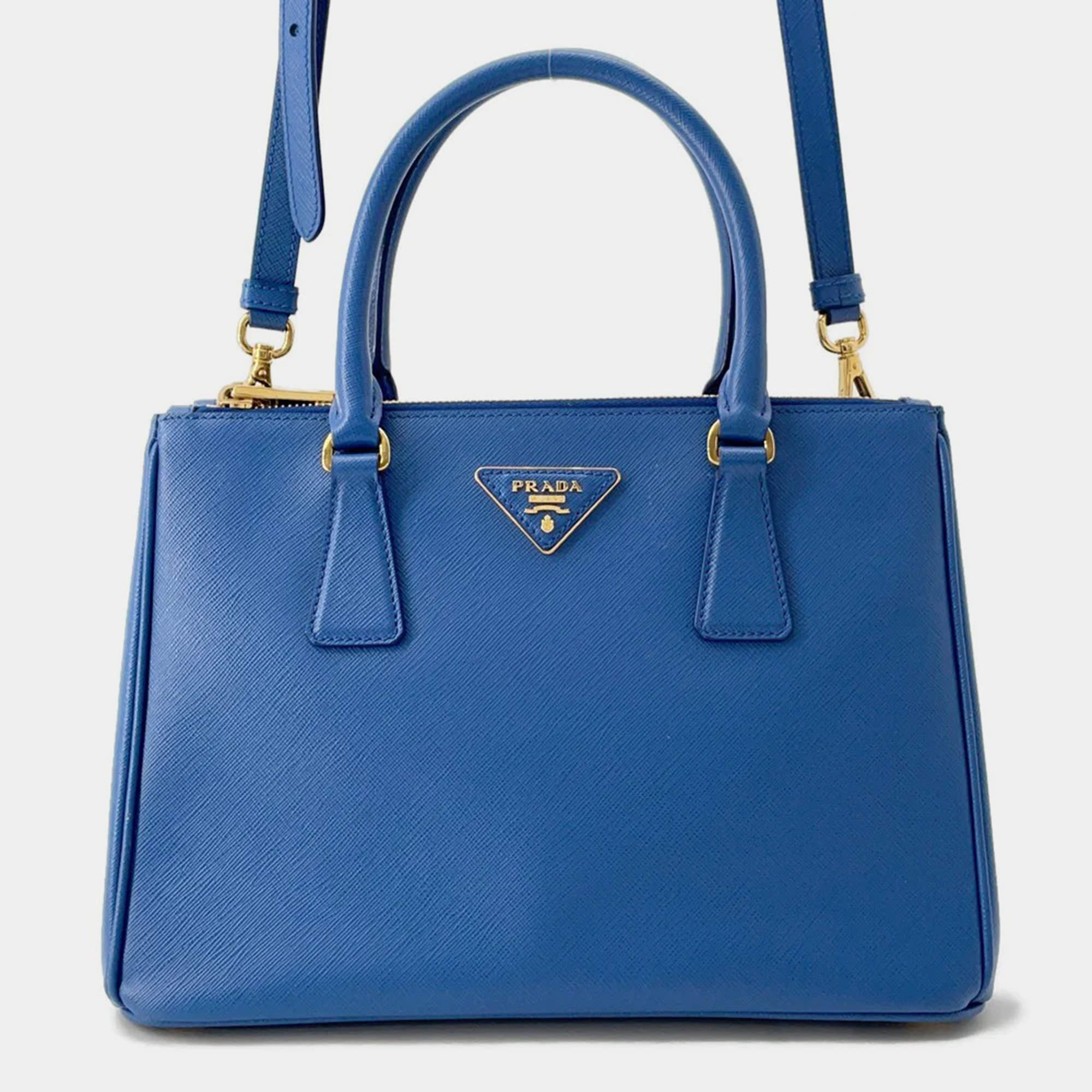 Prada Galleria Blue Leather 2Way Handbag