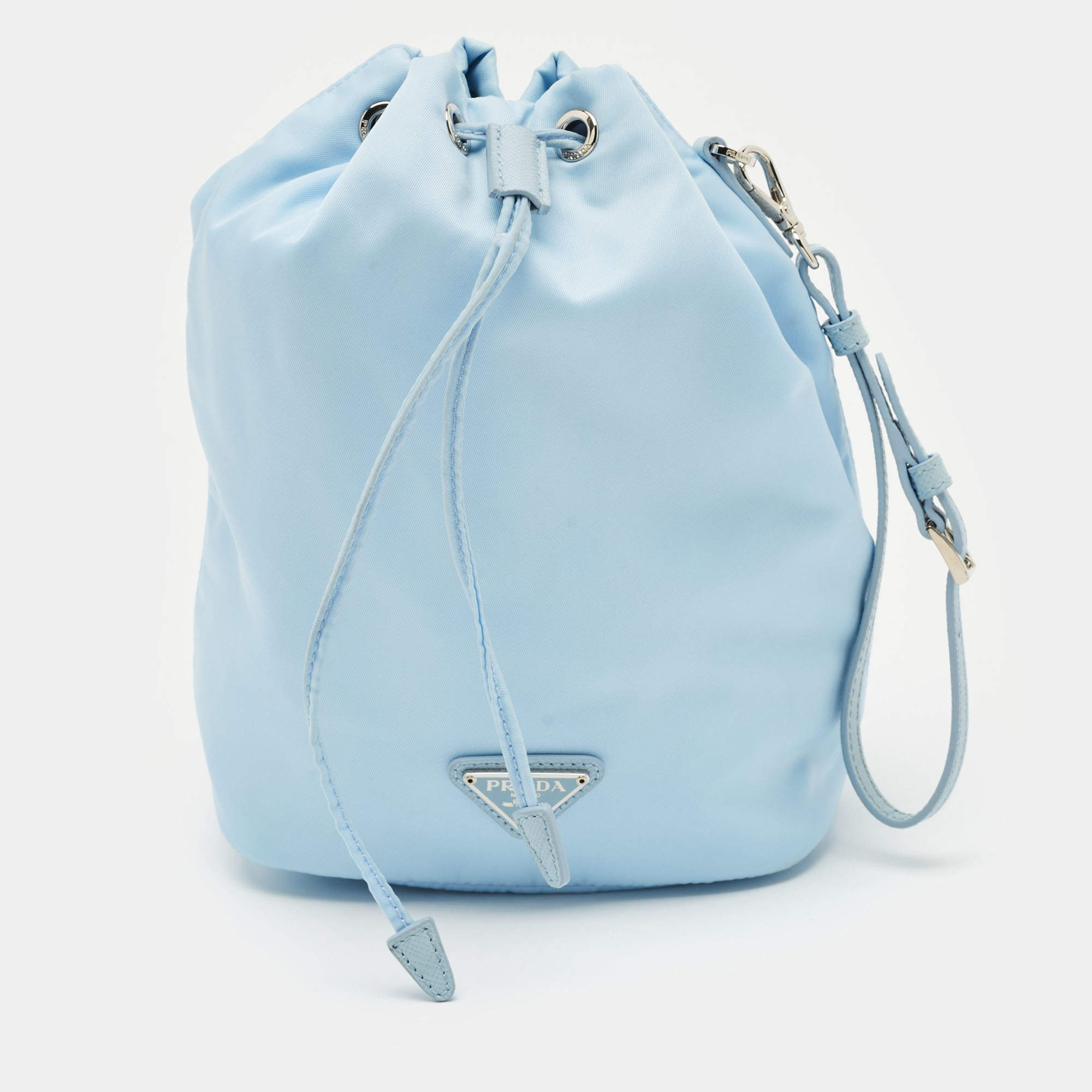 Prada Light Blue Nylon Re-Nylon Drawstring Pouch