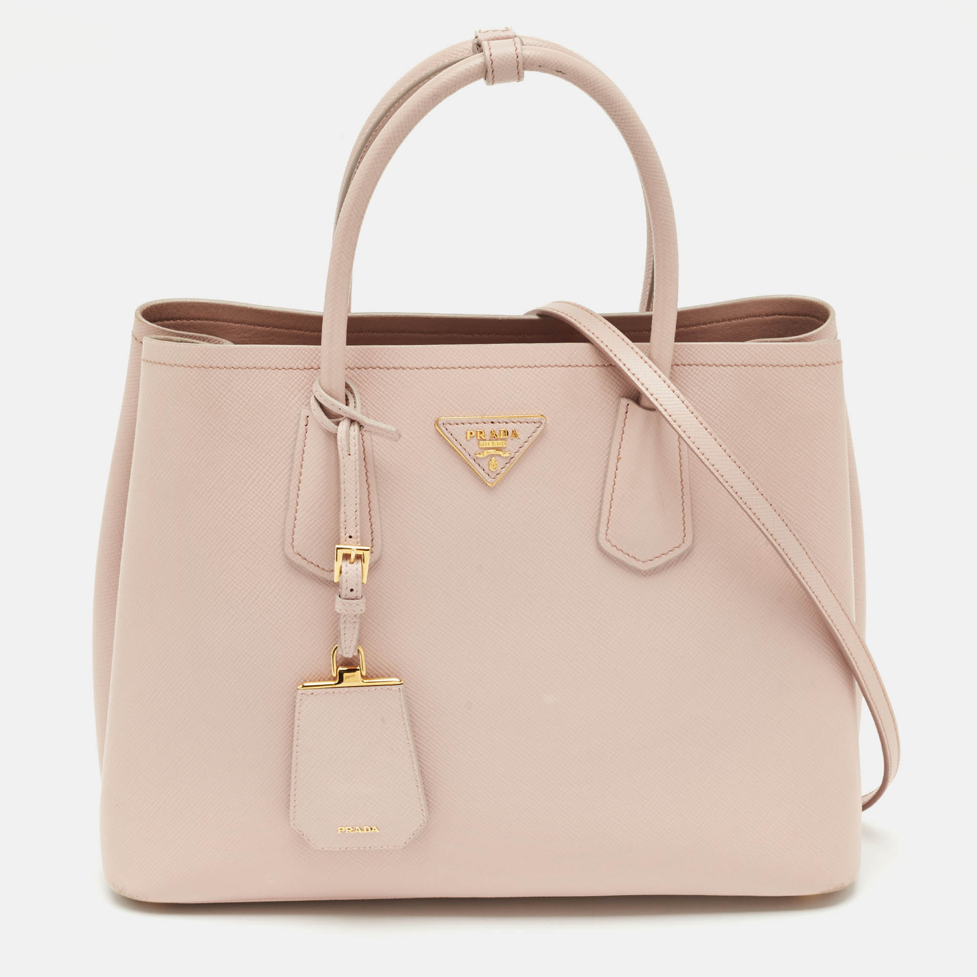 Prada Light Pink Leather Medium Double Handle Tote