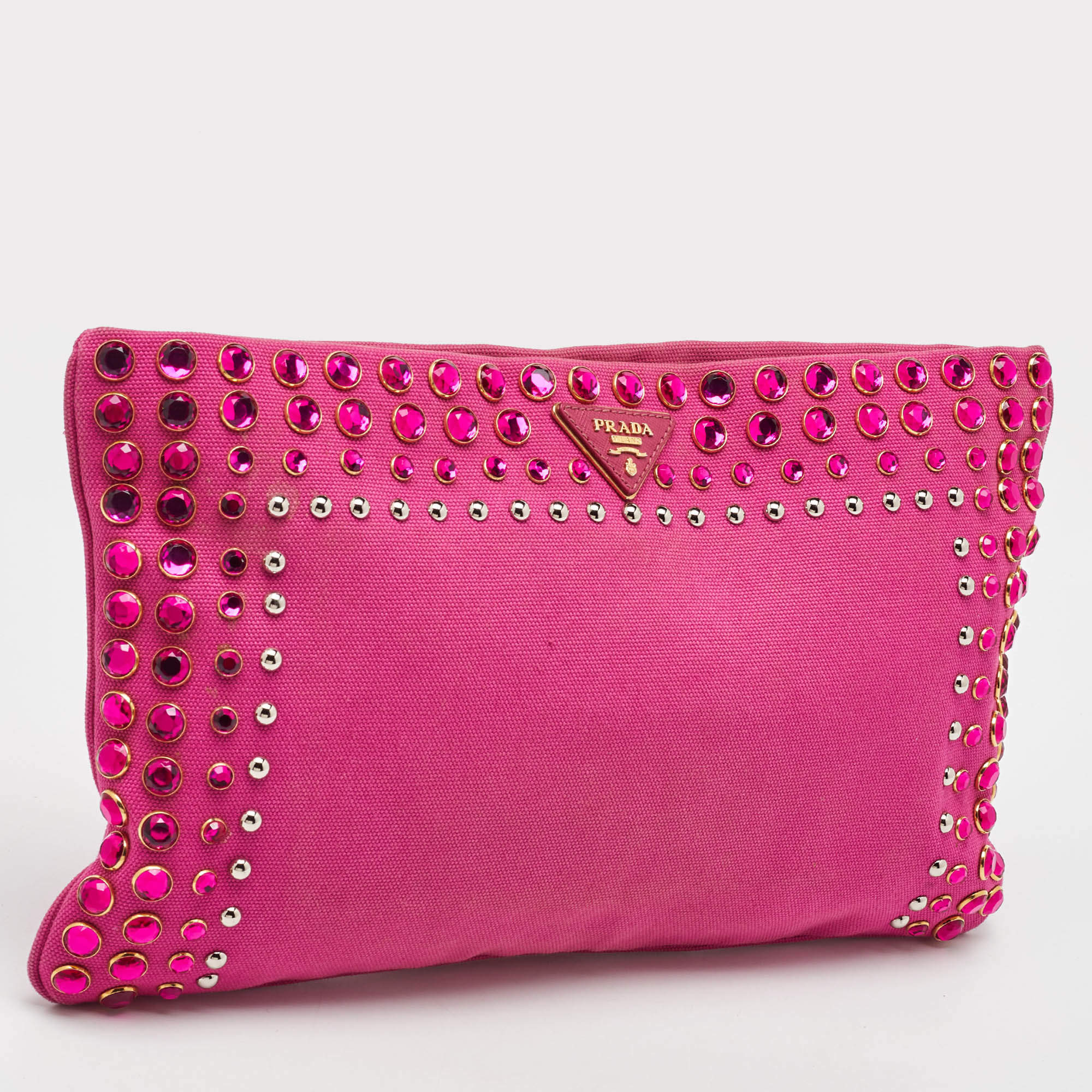 Prada Neon Pink Nylon Zip Pouch Prada | TLC