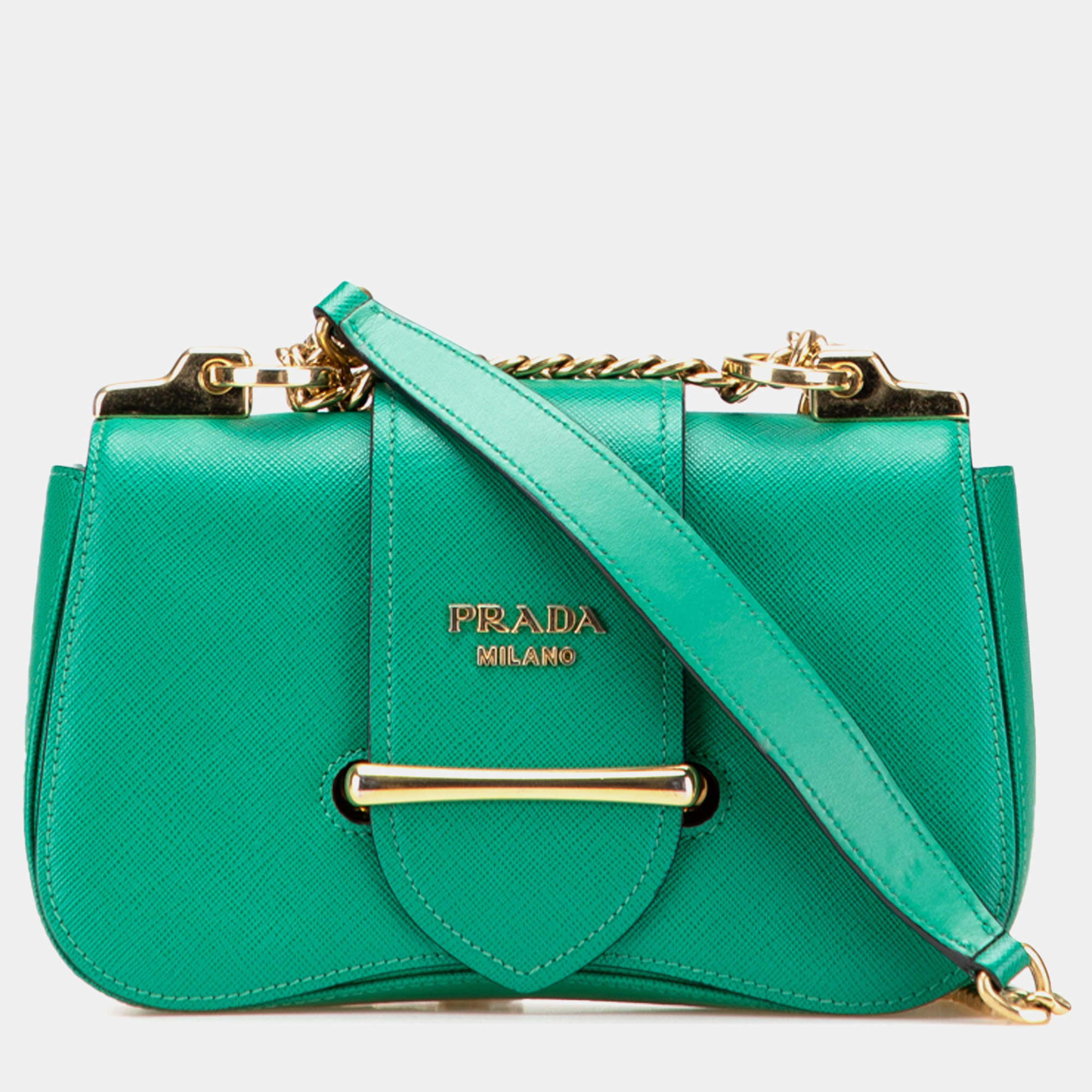 Pre Owned Prada Green Saffiano Sidonie Crossbody